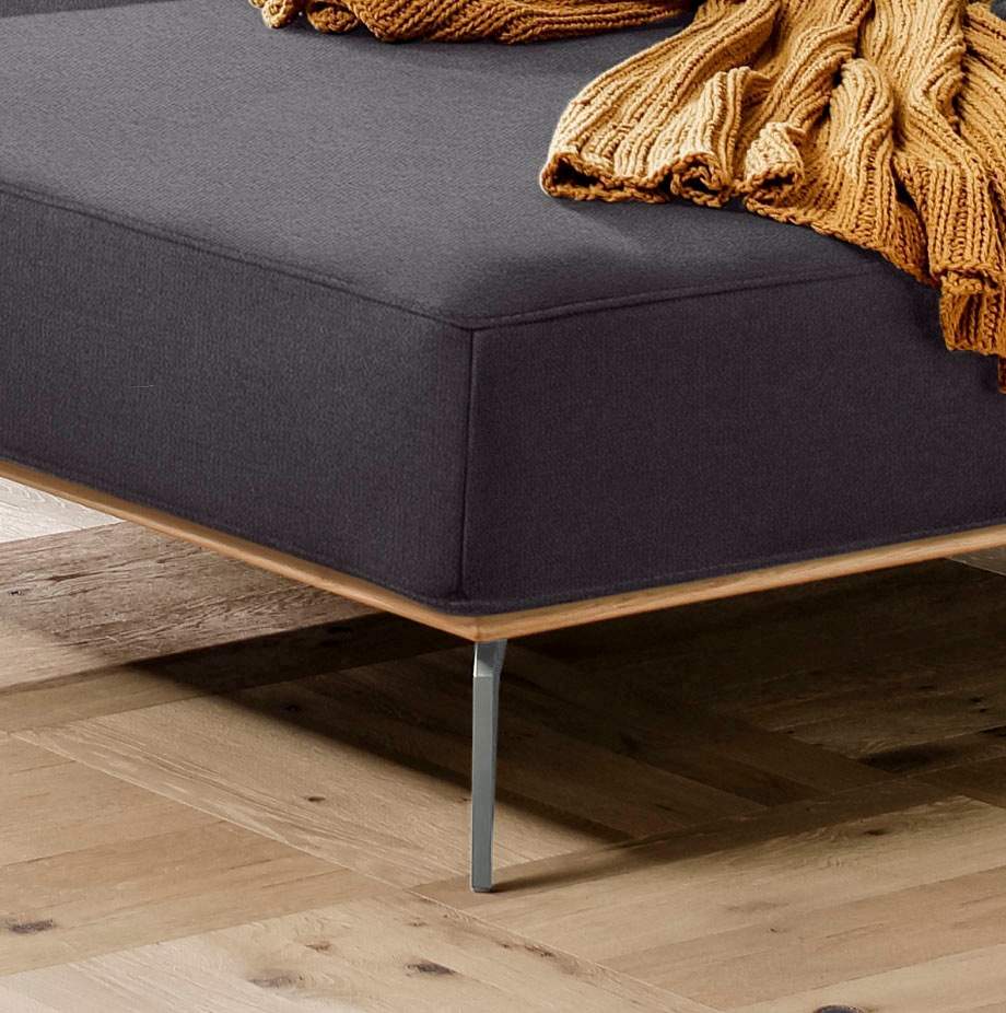 W.SCHILLIG Ecksofa »run, Designsofa mit tollem Sitzkomfort, bequem, L-Form«, mit elegantem Holzsockel, Füße in Silber matt, Breite 319 cm
