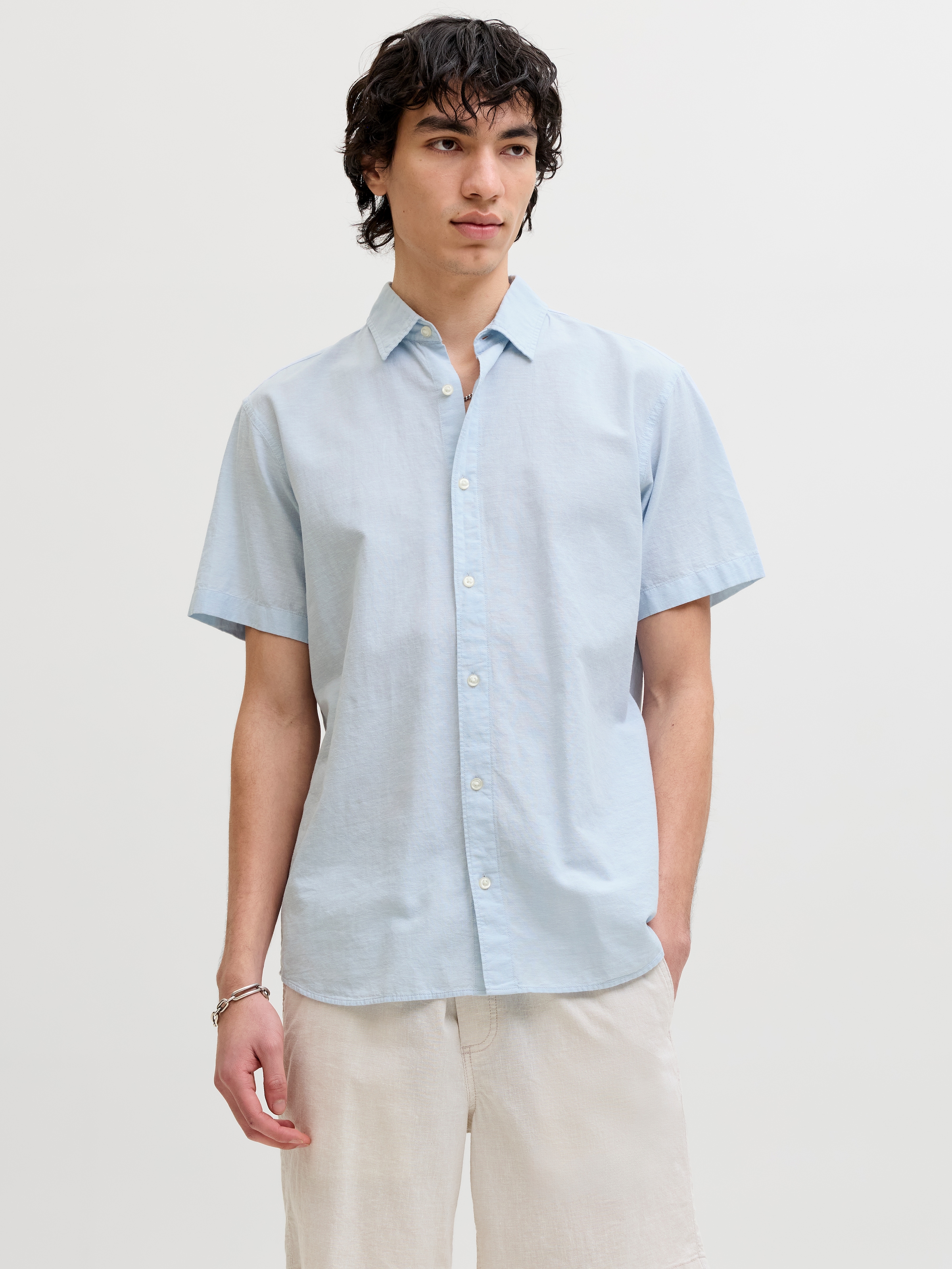 Jack & Jones Kurzarmhemd »JJEBREEZE LINEN BLEND SHIRT S/S SN« mit Leinen