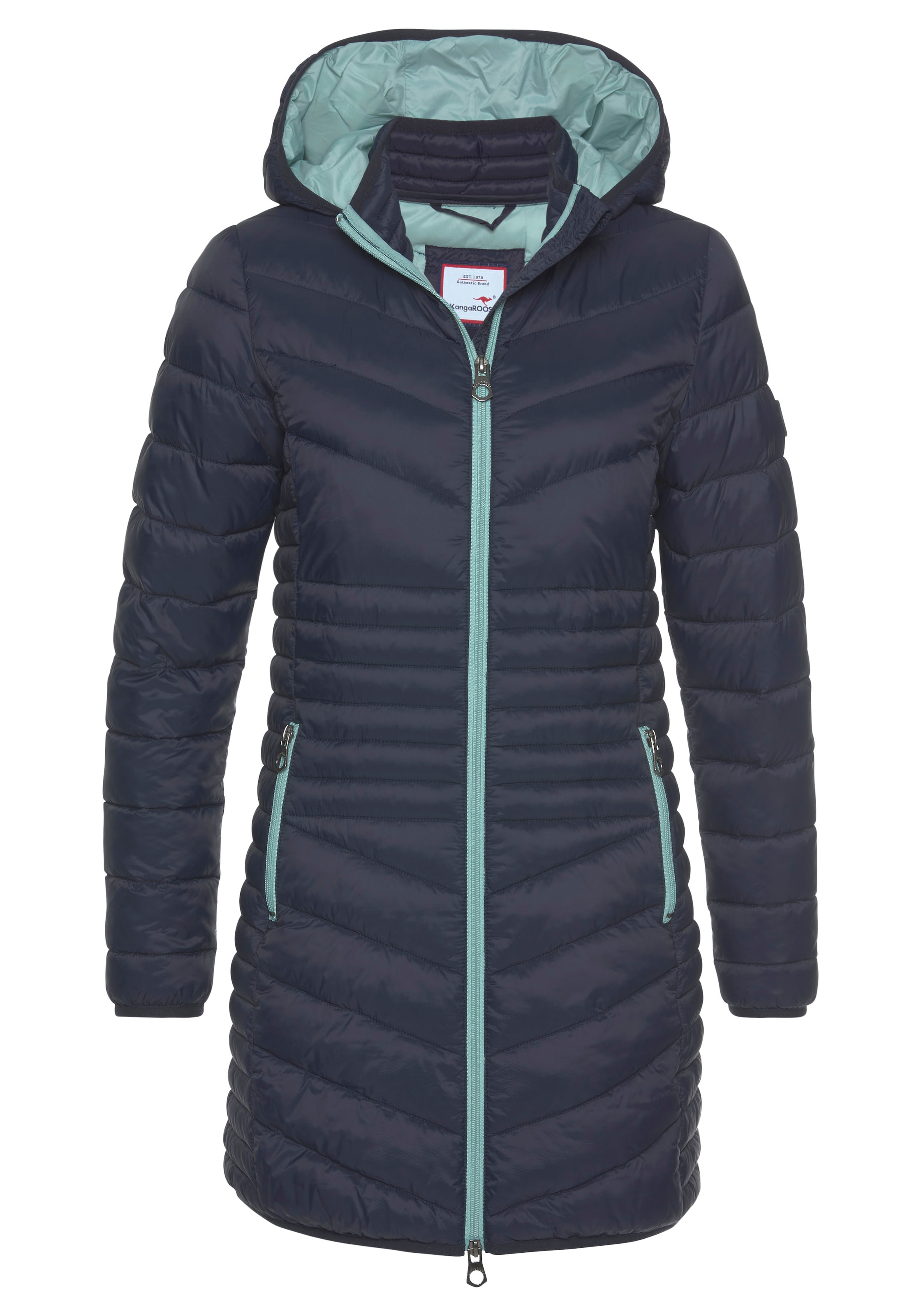 KangaROOS Steppjacke, mit Kapuze, für den Übergang, aus leichtem Webmaterial, figurbetonter Schnitt
