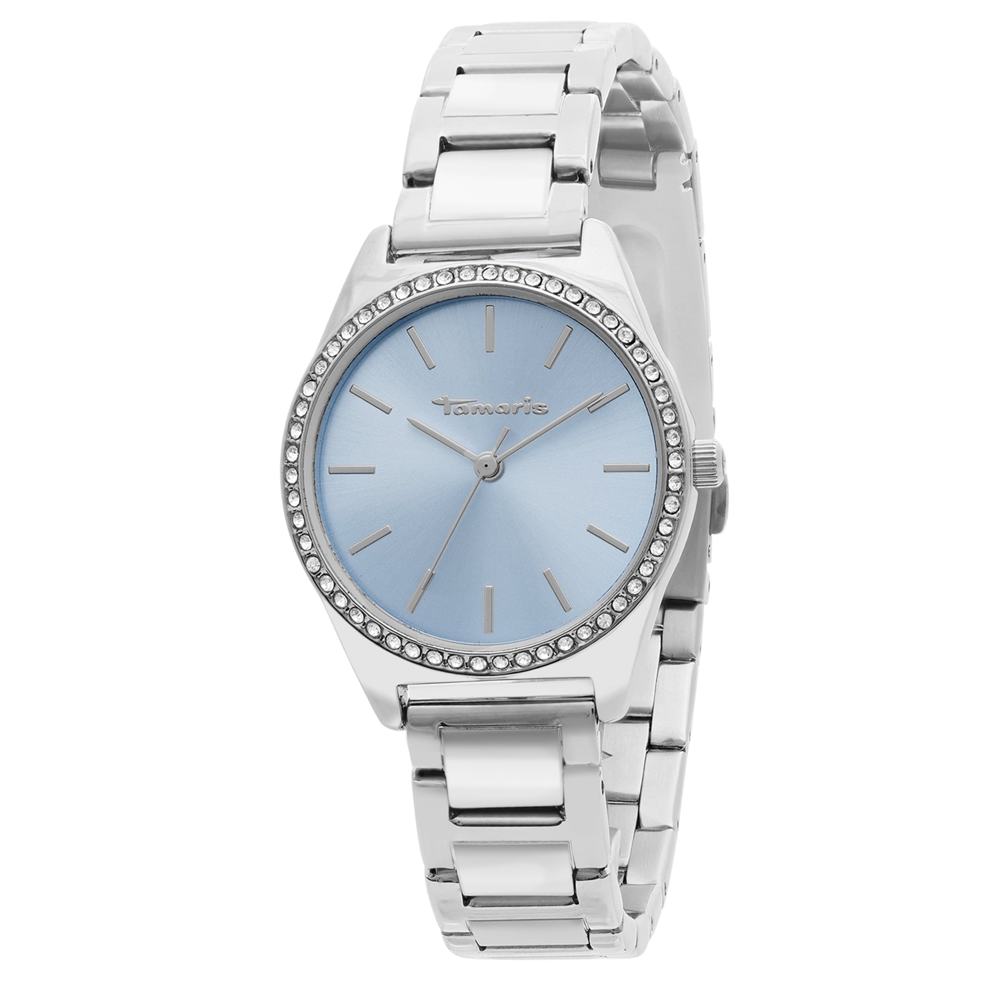 Tamaris Quarzuhr Armbanduhr, Damenuhr, Edelstahlarmband, analog, Glassteine
