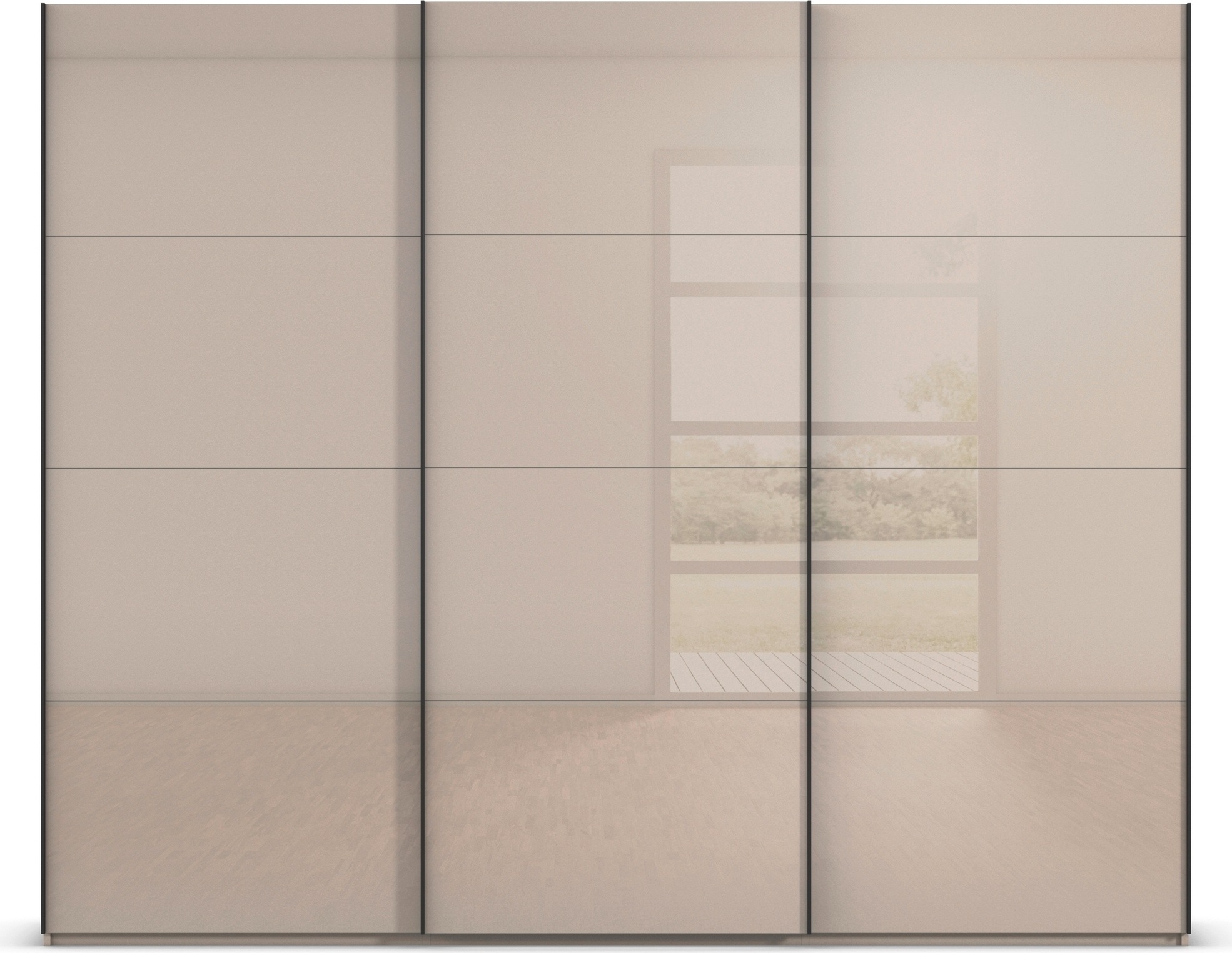 rauch Schwebetürenschrank »Kleiderschrank Schrank Garderobe Schlafzimmerschrank SCALE-FYRA«, edle viergeteilte Türen mit Glas-Front viele Farben MADE IN GERMANY