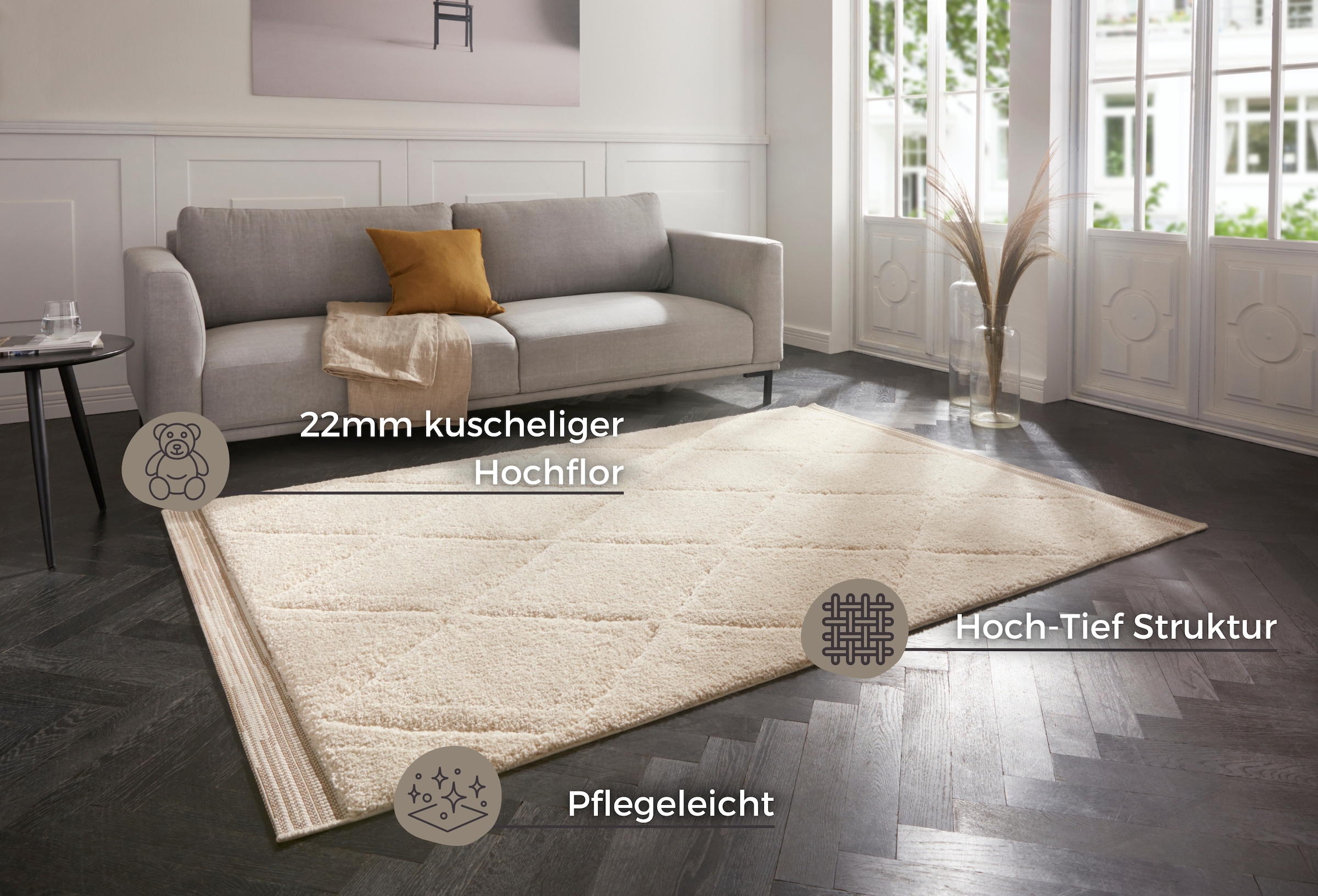 HANSE Home Designteppich »Colin«, rechteckig, 22 mm Höhe, Shaggy, Weich, Flauschig, Flokati, Hoch-Tief, Wohnzimmer, Schlafzimmer