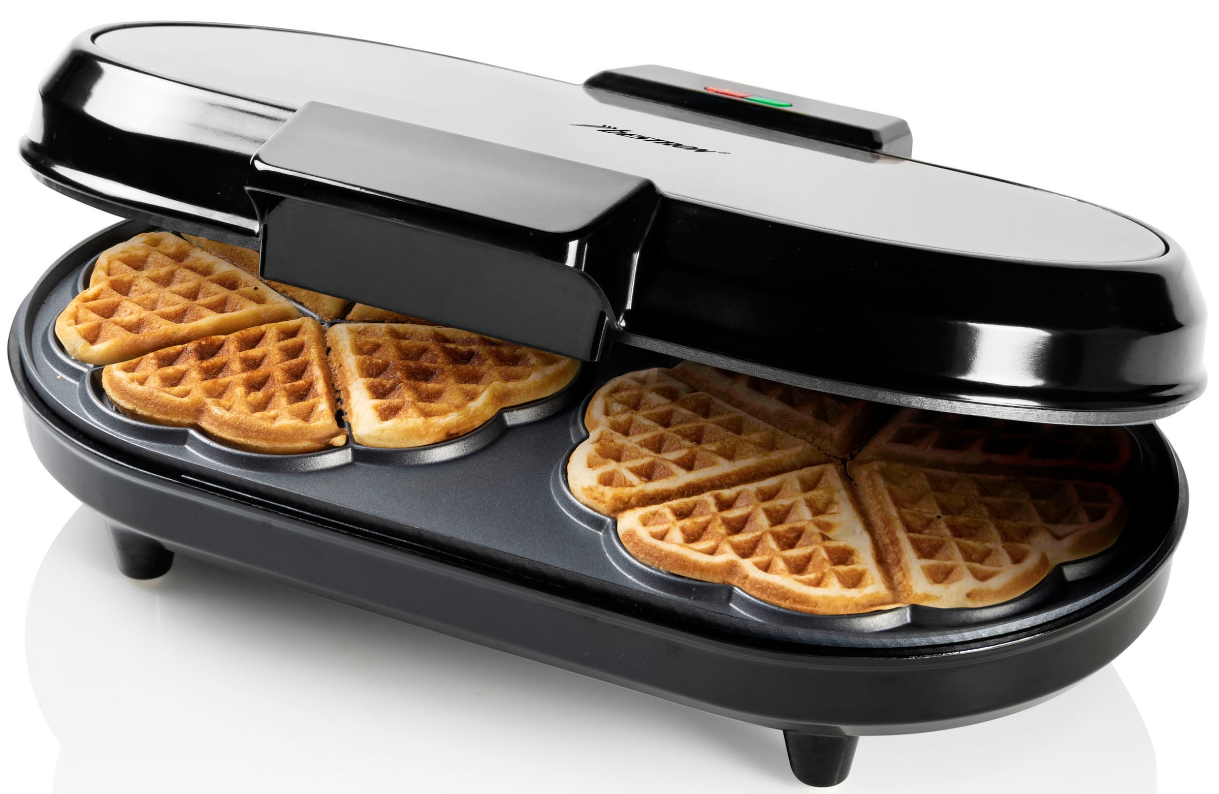 bestron 2-in-1-Kombi-Waffeleisen »ADWM730S«, 1200 W, Doppelwaffeleisen für Herzwaffeln, Backampel & Antihaftbeschichtung