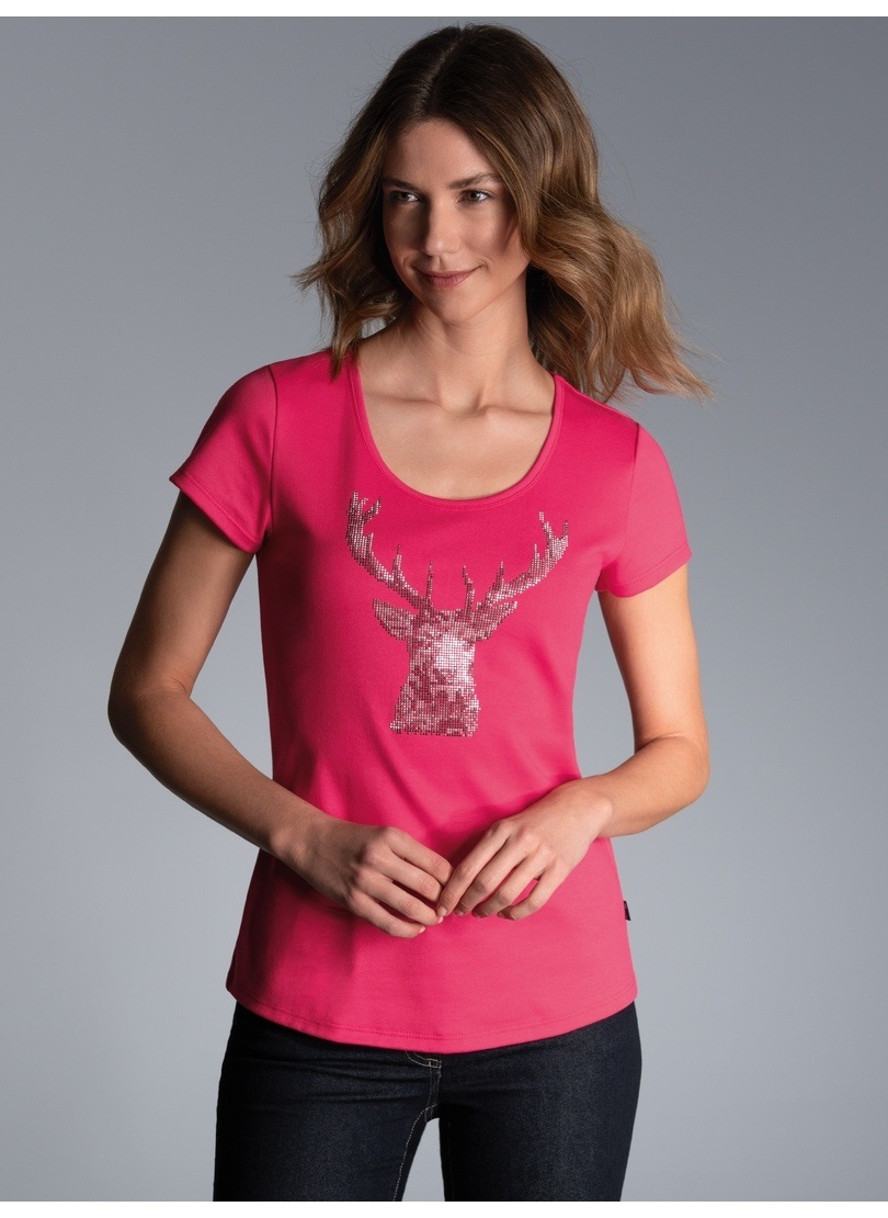 Trigema T-Shirt »TRIGEMA T-Shirt Glitzer-Hirsch«, (1 tlg.)