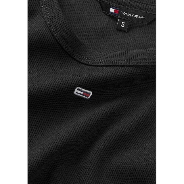 Tommy Jeans T-Shirt »Slim Essential Rib Shirt, Rippshirt Rundhalsshirt«, mit  Logostickerei bei OTTOversand