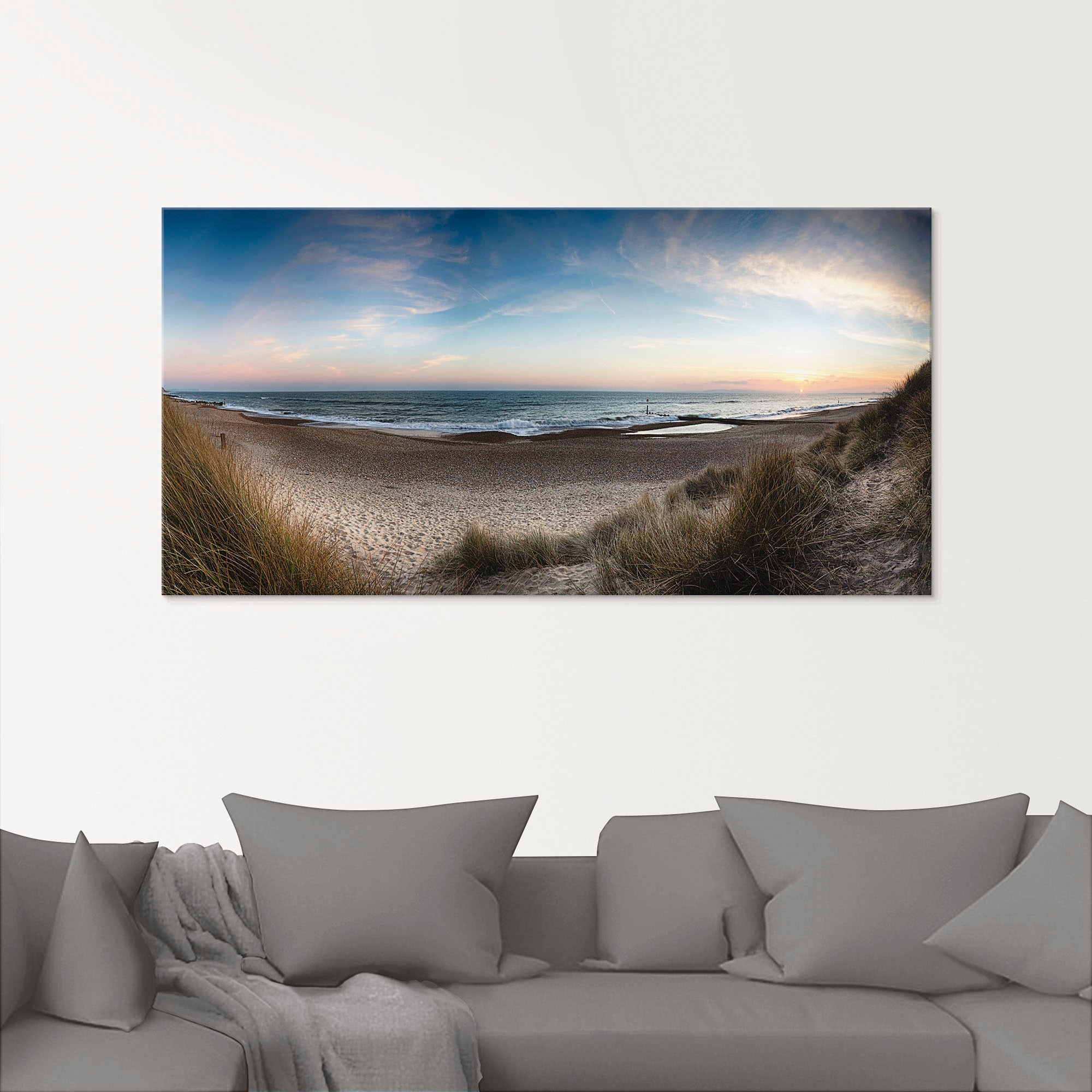 Artland Glasbild »Strand und Sanddünen am Hengistbury Head«, Küste, (3 St.), in verschiedenen Größen