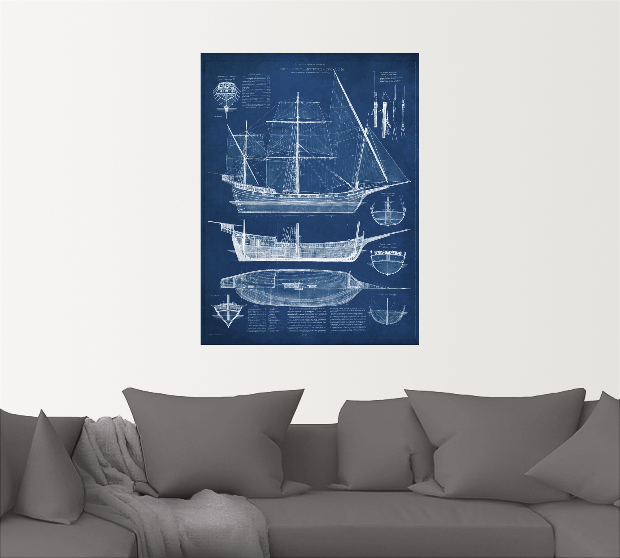 Artland Wandbild »Entwurf für ein Antikes Schiff I«, Boote & Schiffe, (1 St.), als Alubild, Outdoorbild, Wandaufkleber in verschied. Größen