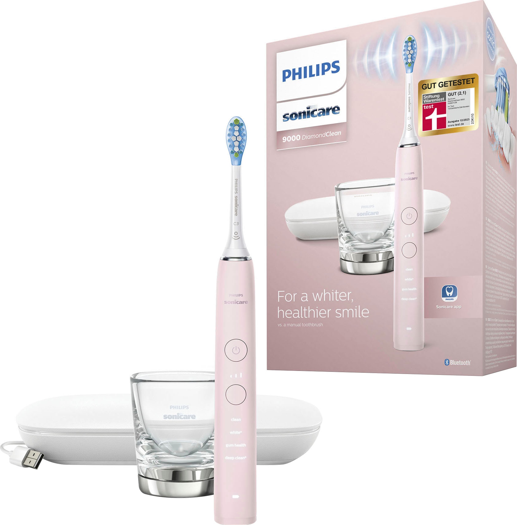 Philips Sonicare Elektrische Zahnbürste »DiamondClean 9000 HX9911« 1 Stk. Aufsteckbürsten mit Schalltechnologie, Ladeglass, USB-Reiseetui