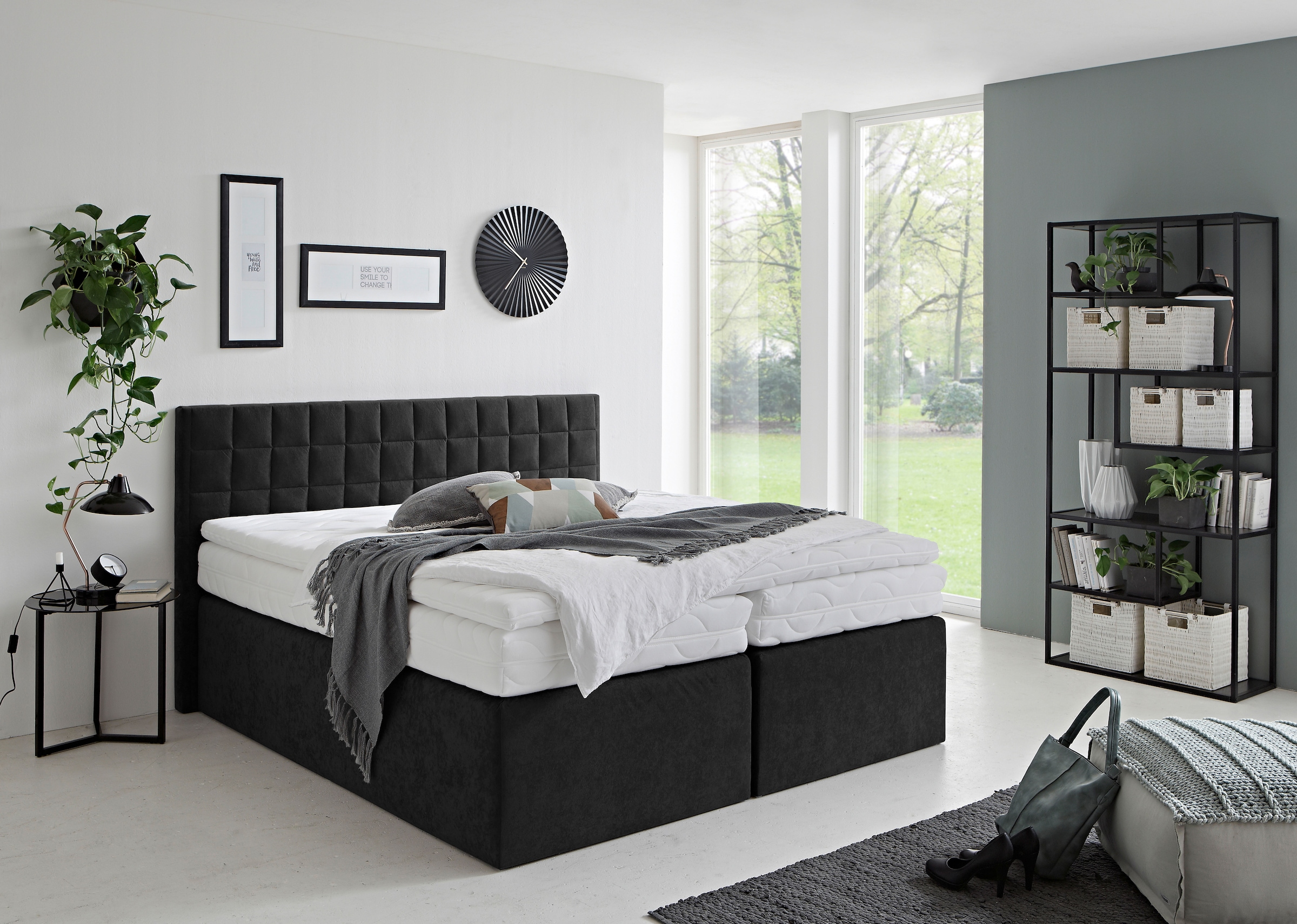 Westfalia Schlafkomfort Boxspringbett »Dublin, wahlweise mit Topper in verschiedenen Härtegraden erhältlich« mit schöner Kopfteilversteppung, Größe...