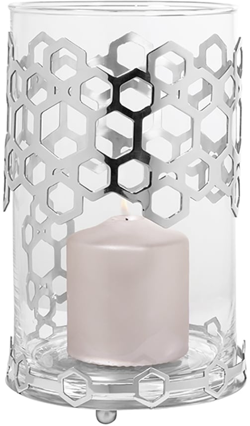 Fink Windlicht »DELIGHT« mit besonderem Lichteffekt in silberfarben, Größe B/H/T: 25 cm