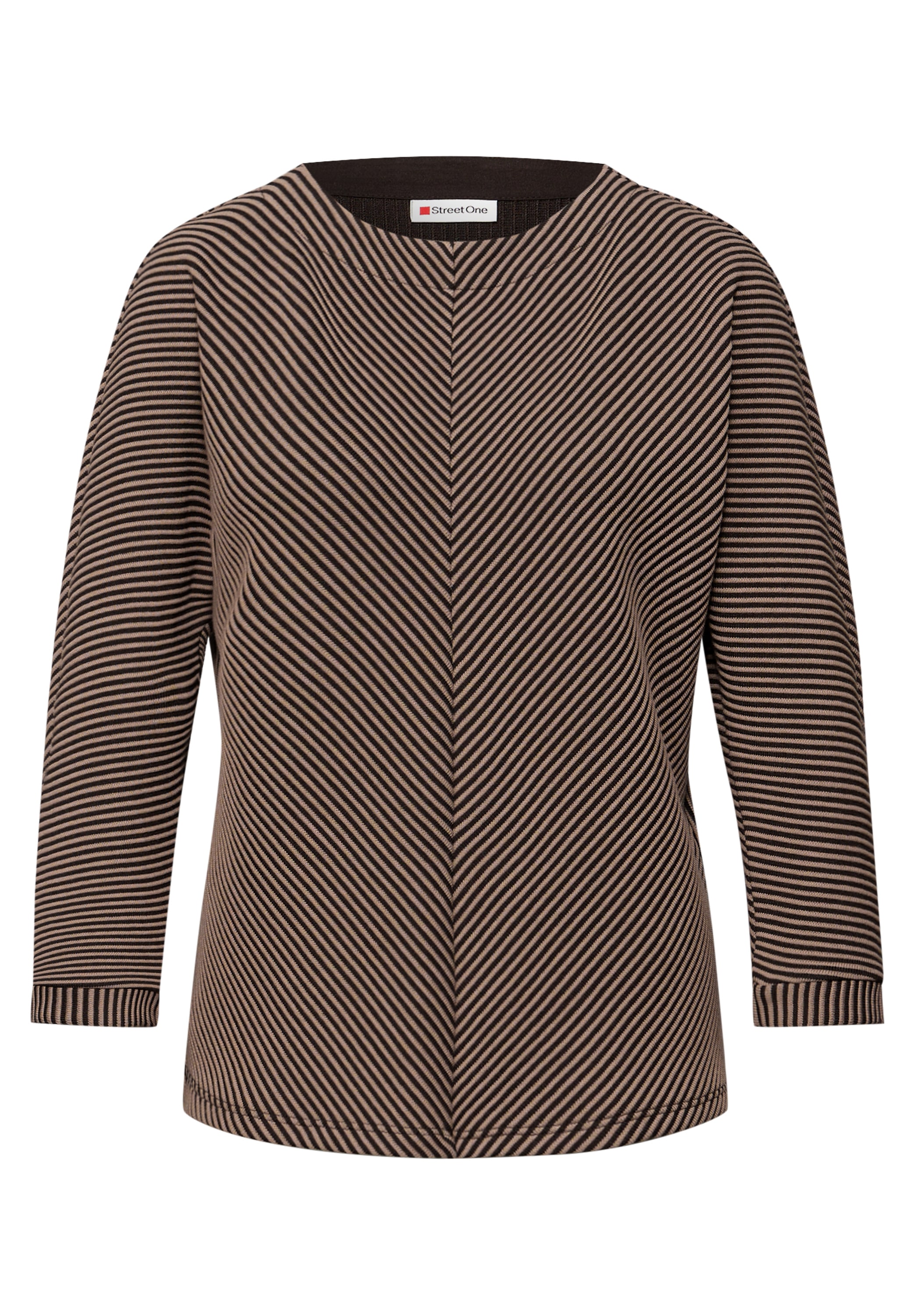 STREET ONE Strickpullover 3/4-Arm mit Two-Tone-Effekt und feinem Strukturmuster