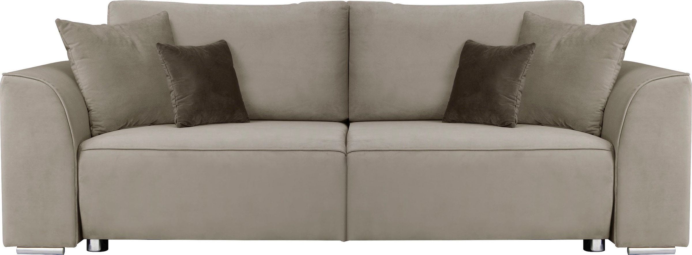 OTTO home 3-Sitzer »BEATRICE, B: 250 cm - wahlweise mit Bettfunktion« u. Bettkasten, incl. 2 Zierkissen