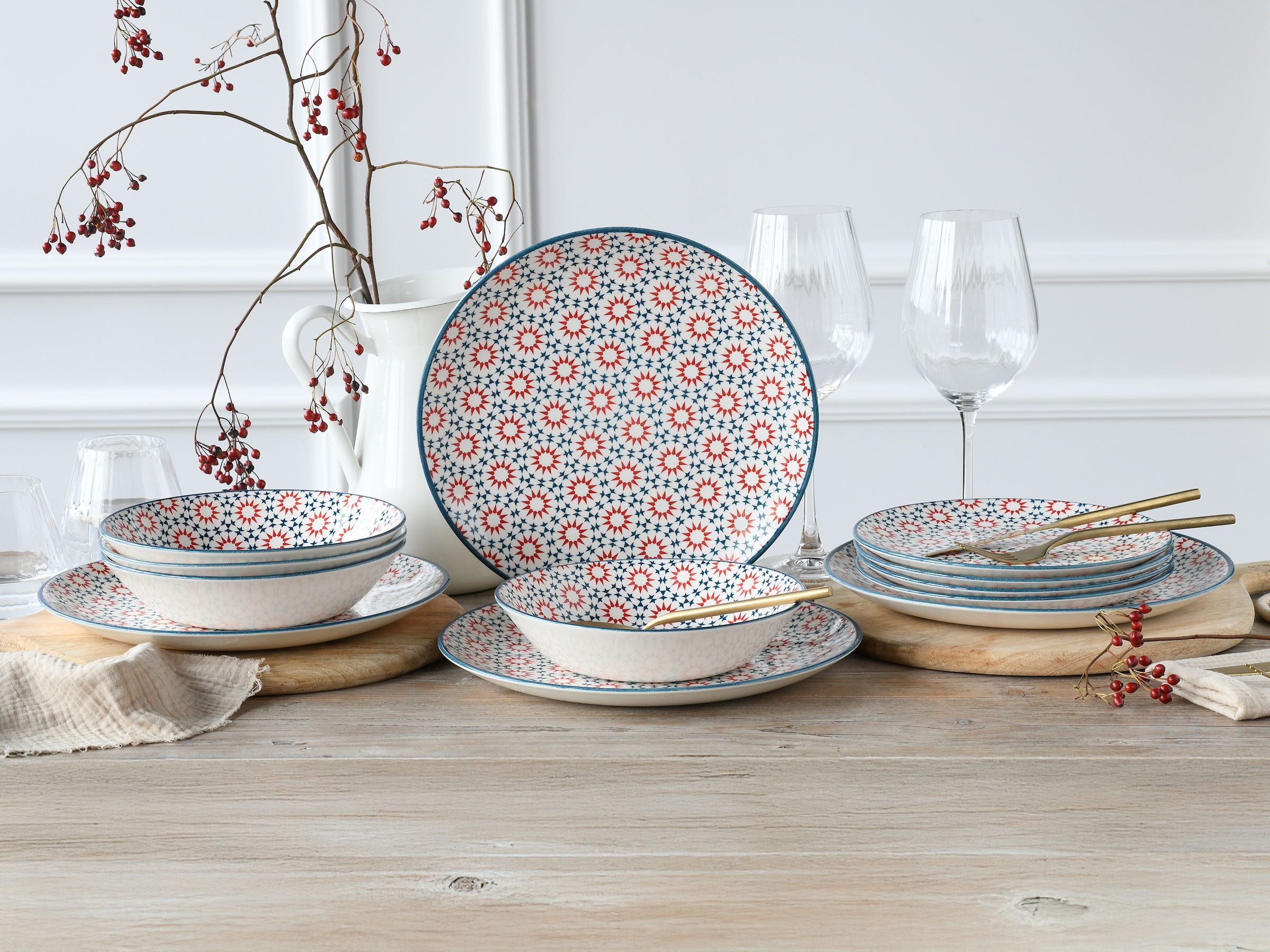 CreaTable Teller-Set »Stella«, (Set, 12 tlg.), orientalisches Fliesenmotiv