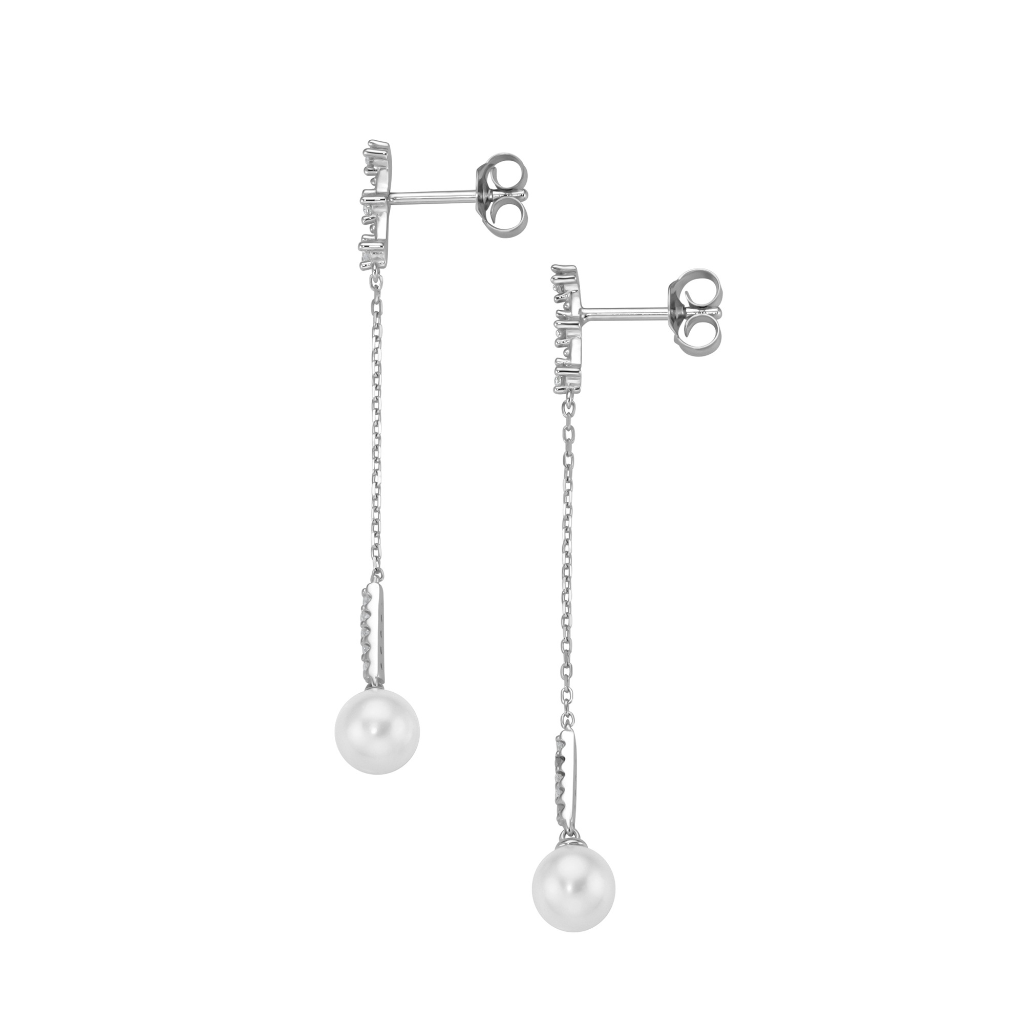 GIORGIO MARTELLO MILANO Paar Ohrhänger »Ohrhänger mit Süßwasser-Perlen und Zirkonia, Silber 925«
