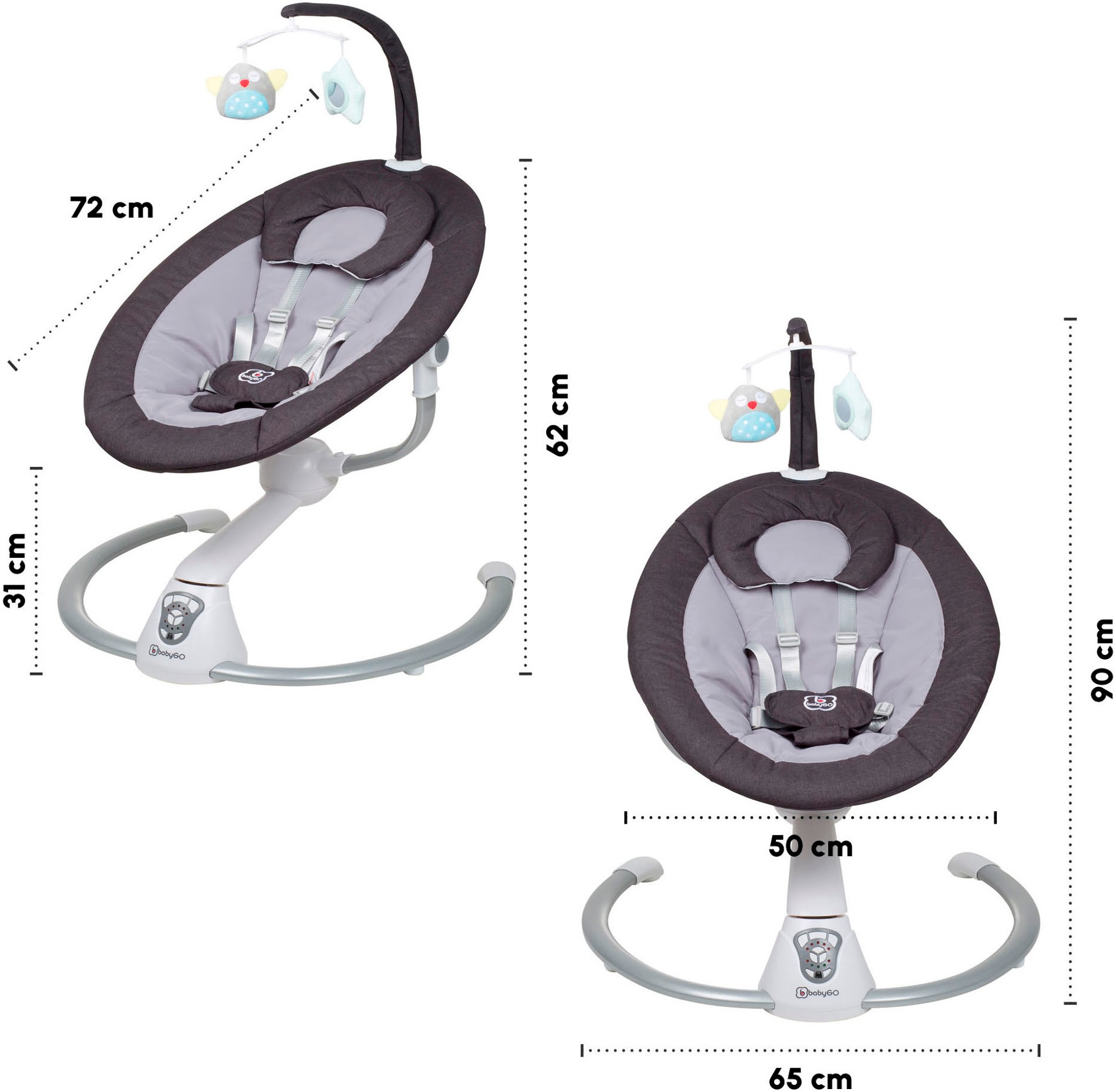 BabyGo Babywippe »Homey«, bis 9 kg, mit Schaukelbewegungen und Sound