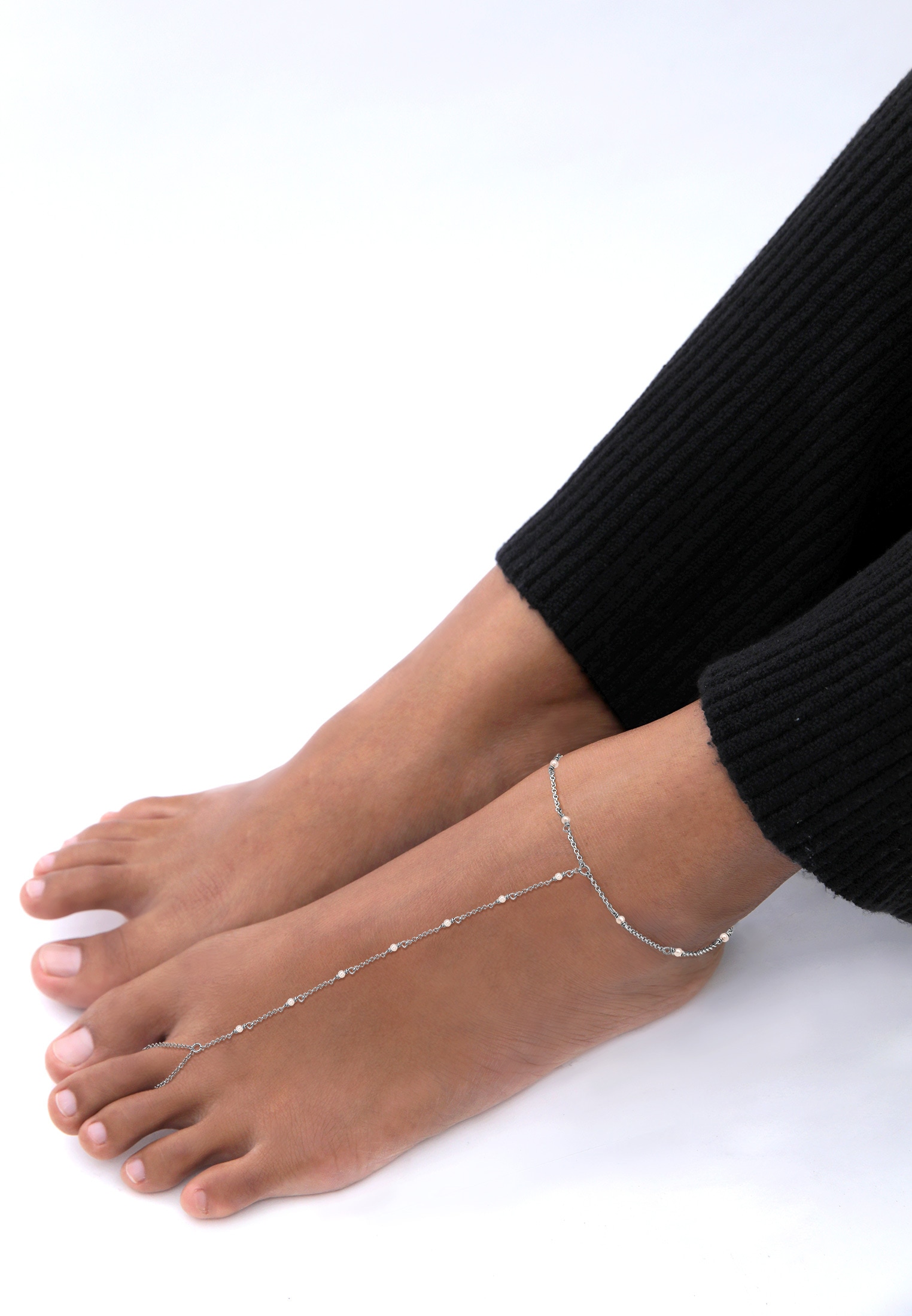 Elli Fußkette »Fußschmuck Muschelkernperle Fuß Chain 925 Sterling Silber«