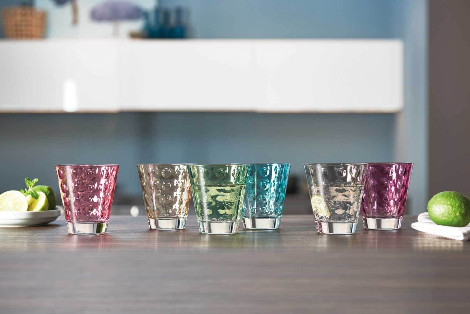 LEONARDO Glas »Trinkgläser Optic 215 ml 6er Set bunt«