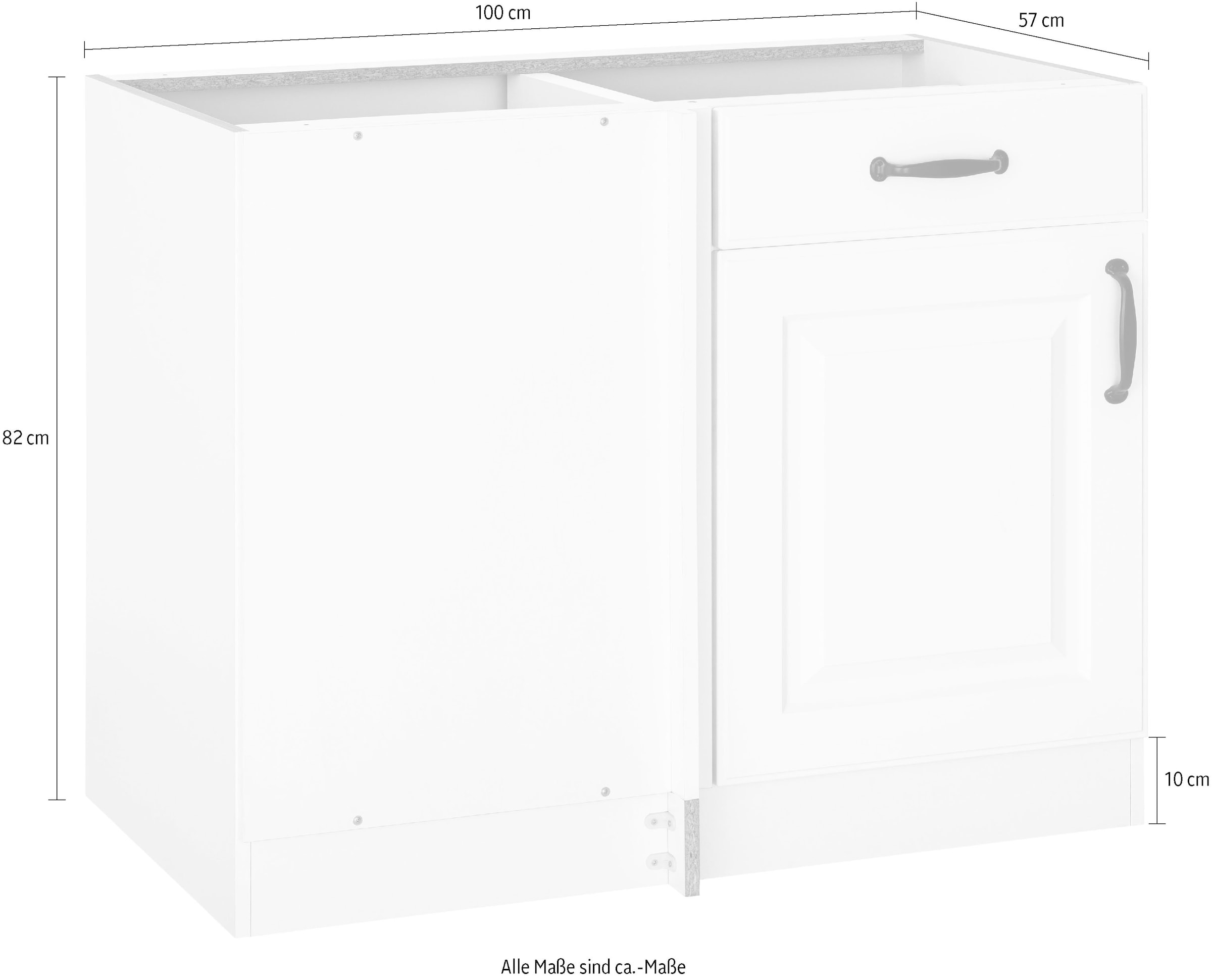 wiho Küchen Eckunterschrank »Erla«, 100 cm breit, Kassettenfront,  Planungsmaß 110 cm, ohne Arbeitsplatte kaufen bei OTTO
