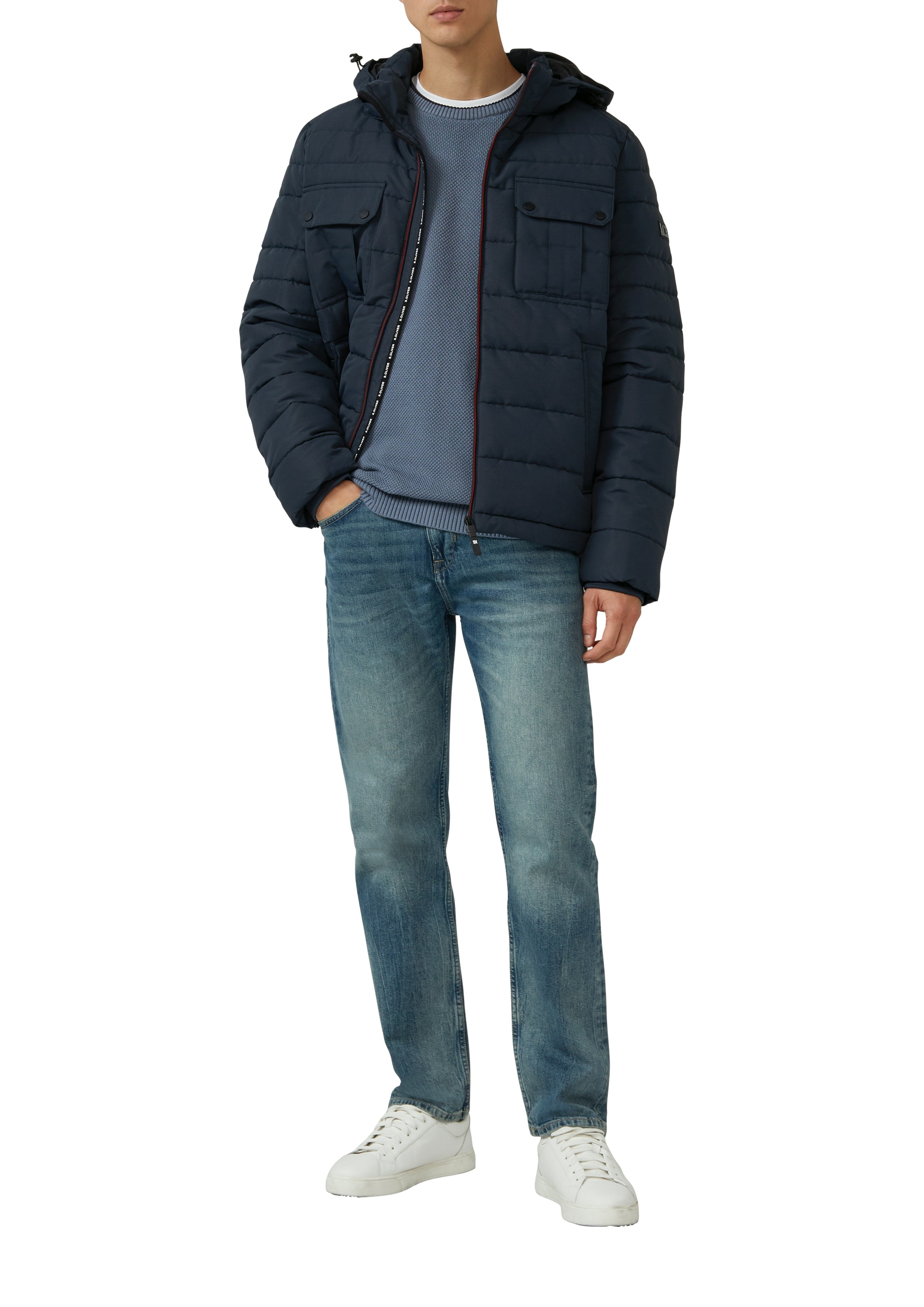 s.Oliver Strickpullover aus strukturierter Qualität, mit Logo-Badge, Regular Fit