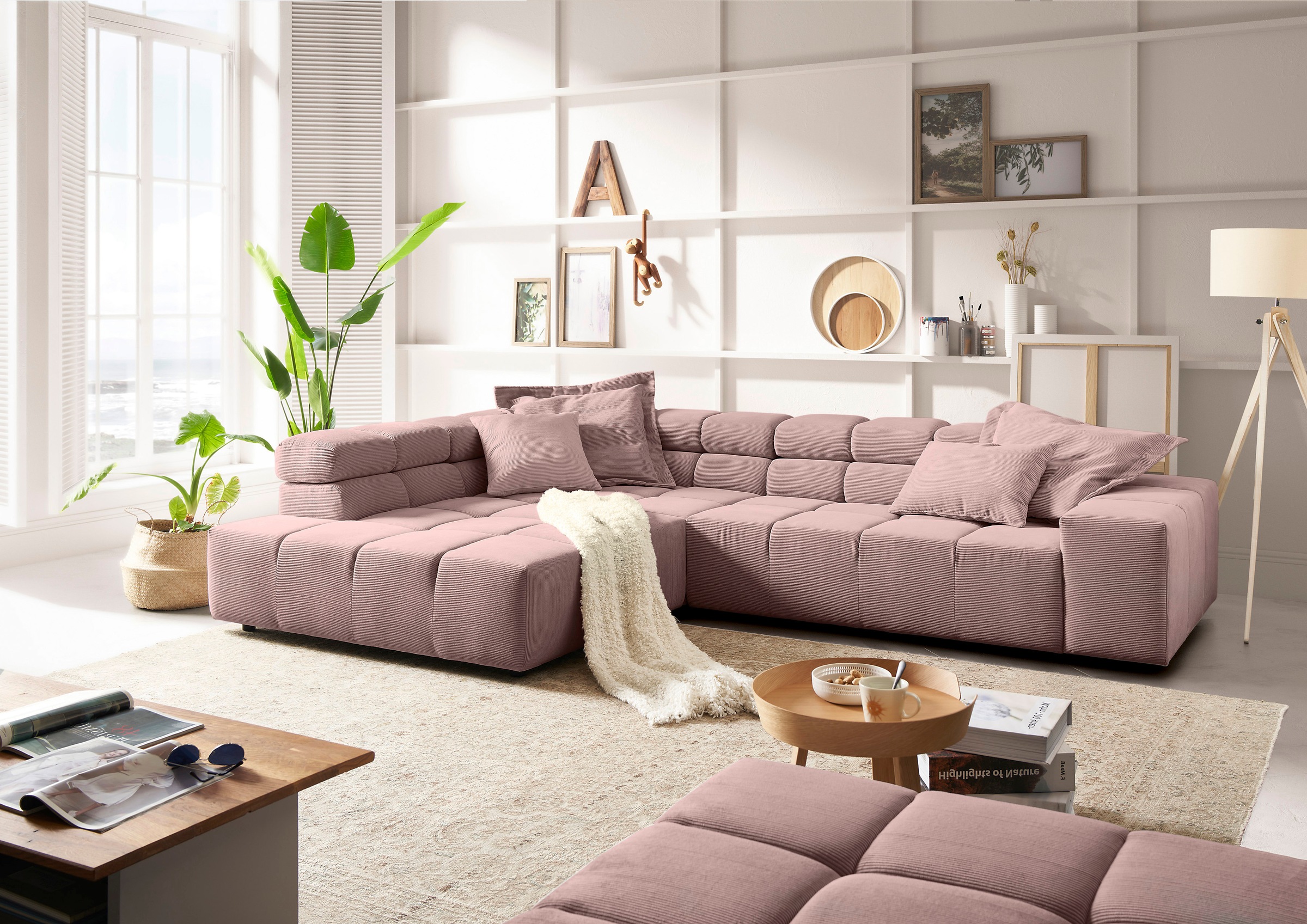 INOSIGN Ecksofa »Ancona incl. Kopfteilverstellung, Breite 319cm, L-Form«, wahlweise motorische Sitztiefenverstellung, auch in Cord + Easy Care