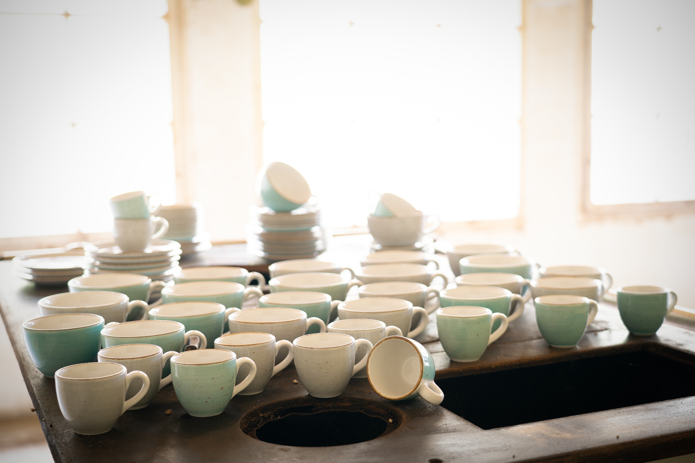 CreaTable Tasse »Vintage Nature Stein, Kaffeetassen-Set, 8-tlg.« Handgemalt, Gesprenkelt, Rustikales Außenband