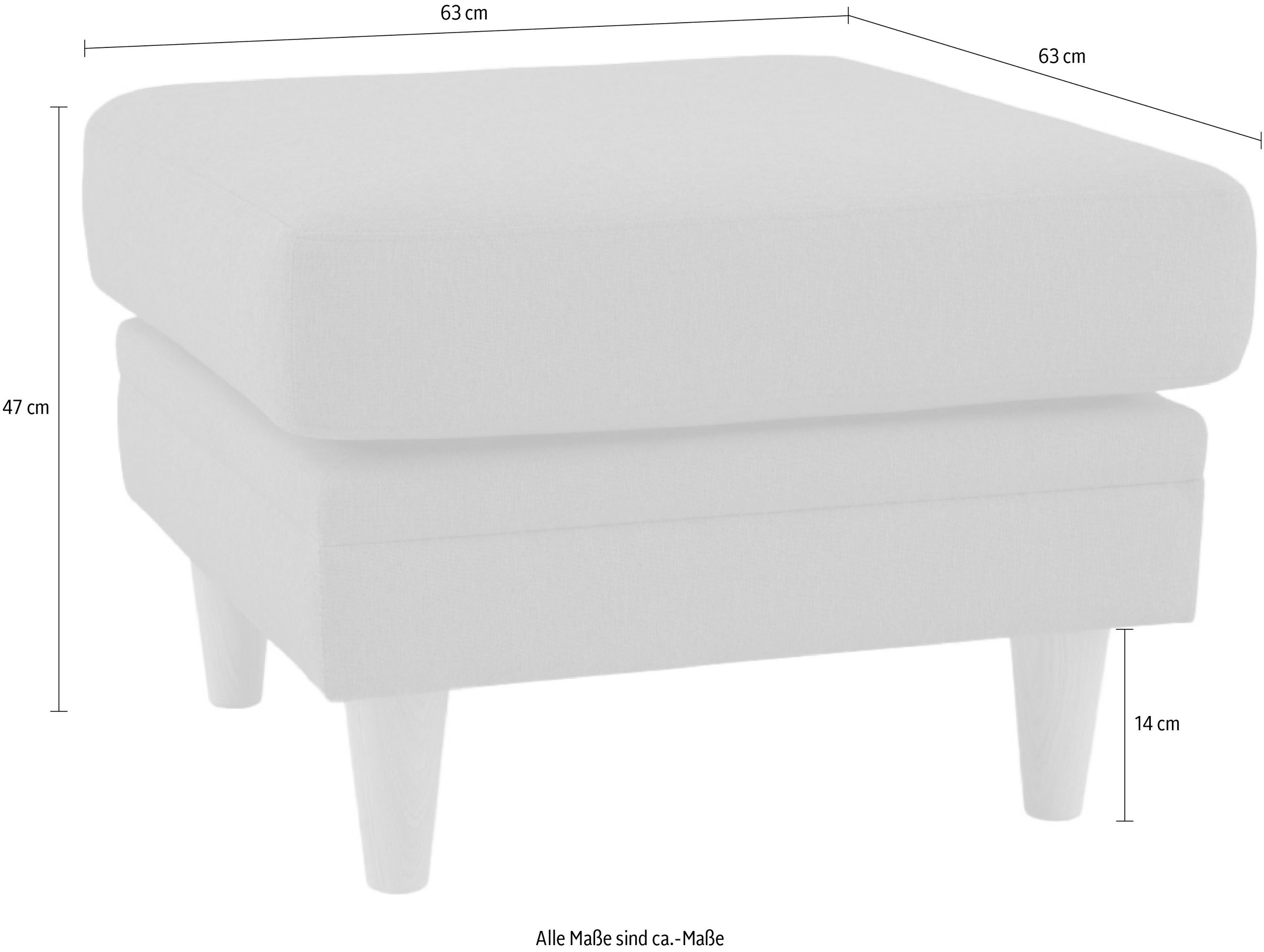 Home affaire Polsterhocker »Arellano, Breite 63 cm« klassisches Design, mit Massivholzfüßen, Webstoff fein, Chenille