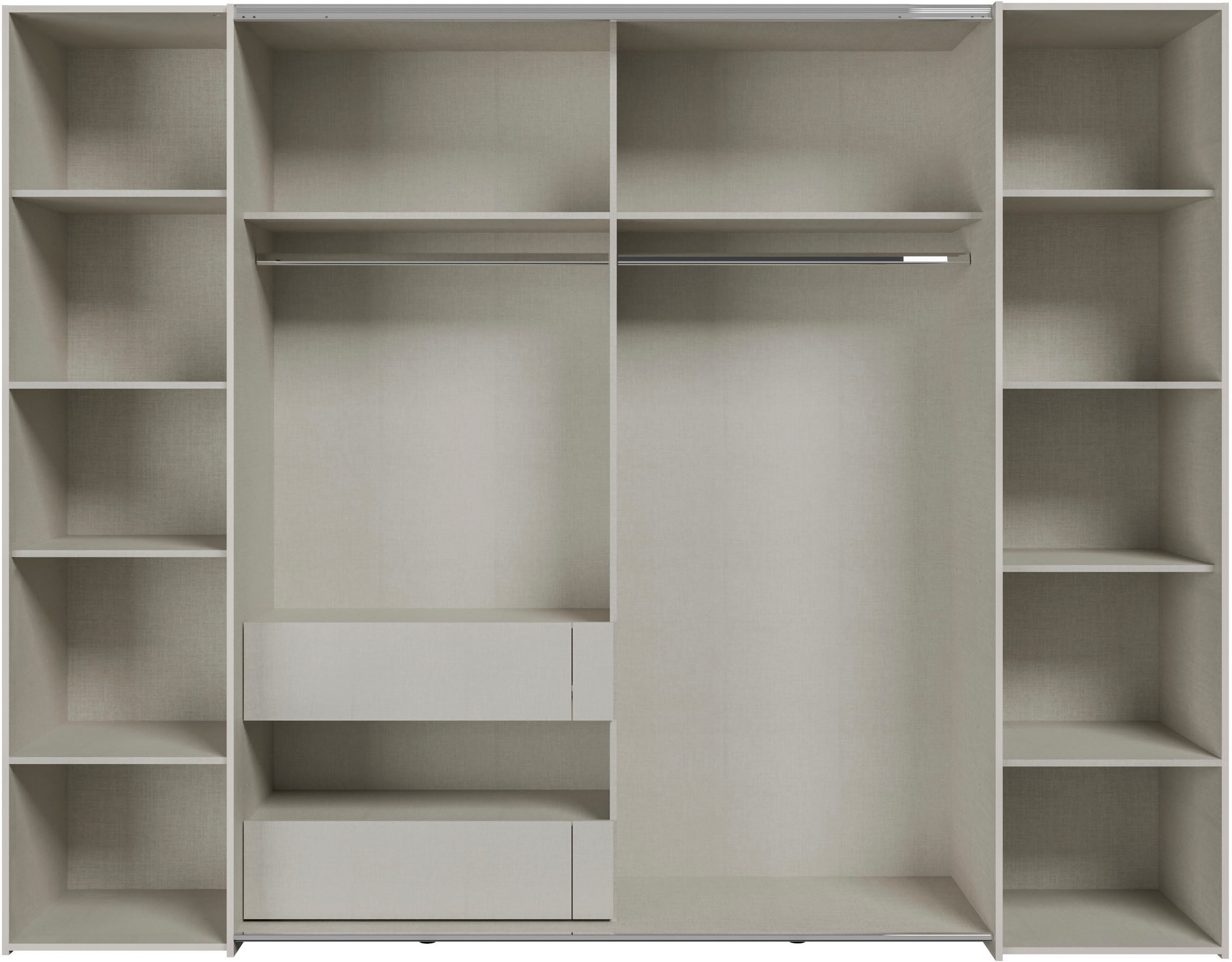 FORTE Dreh-/Schwebetürenschrank »Narago, OTTOs Choice, TOPSELLER, mittlere Paneele farblich wechselbar« B/H/T ca. 270x210X61cm, Farbe Weiß auch mit Spiegeln erhältlich,  gestalte die Schwebetüren einfarbig oder 2 farbig, Made in Europe