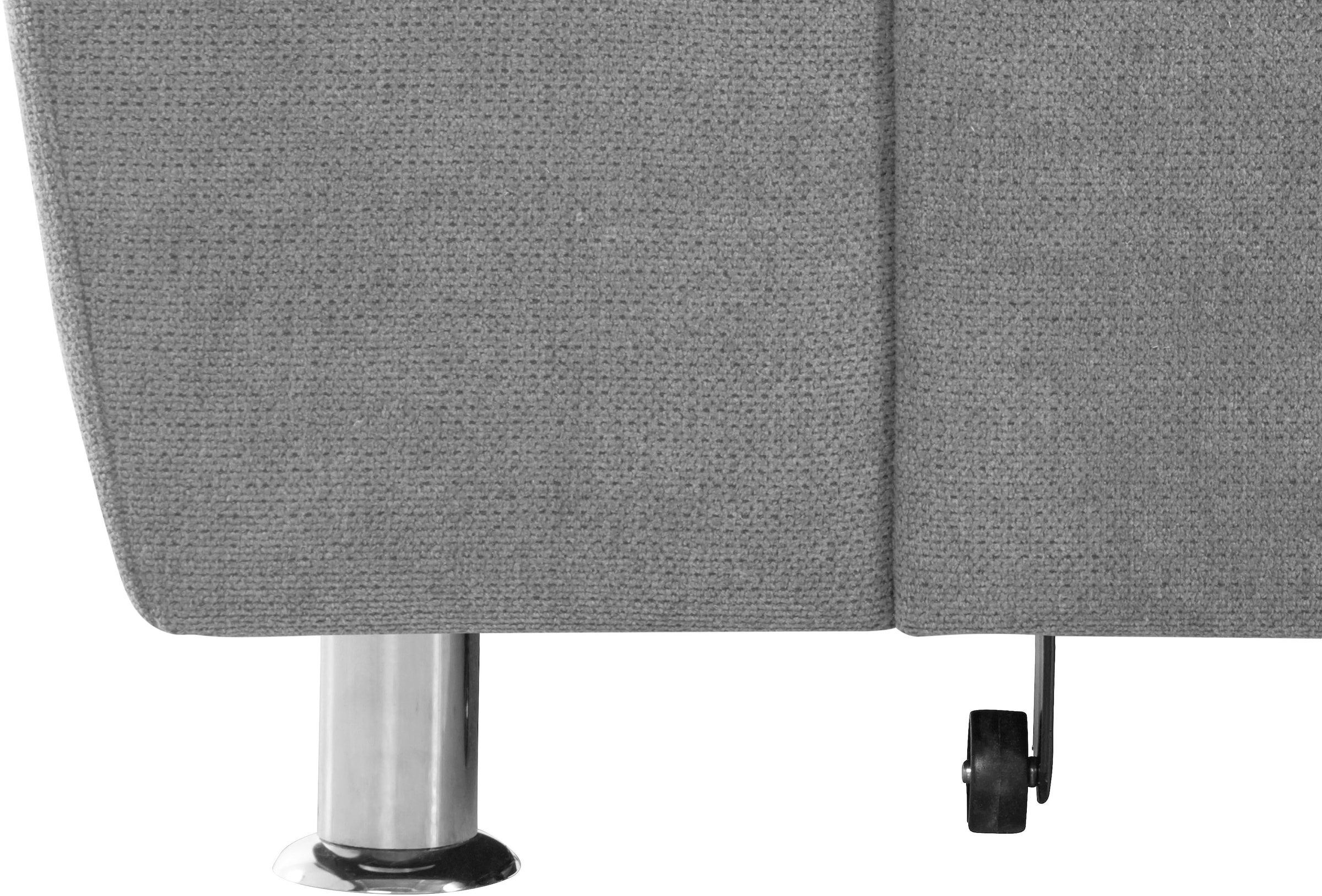 DOMO collection Ecksofa »Franzi, zeitlos und elegant, moderne Sitzheftung, L-Form«, wahlweise mit Kopfteilverstellung (dann Breite: 275 cm)