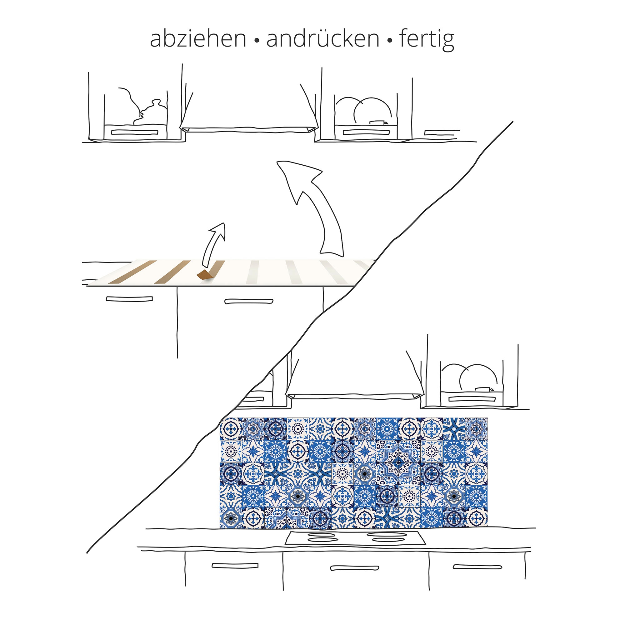 Artland Küchenrückwand »Silber abstrakt auf petrol«, (1 tlg.), Alu Spritzschutz mit Klebeband, einfache Montage