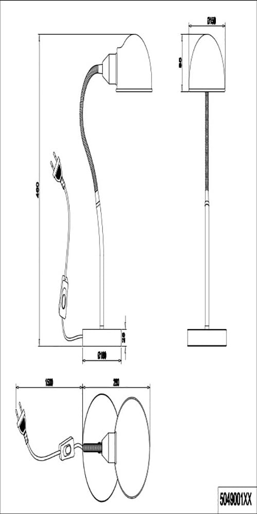TRIO Leuchten Schreibtischlampe »Perry«, 1 flammig, Leuchtmittel E27 | ohne Leuchtmittel, Tischleuchte Büro, exkl. 1xE27 10W, flex. verstellbar, Schnurschalter