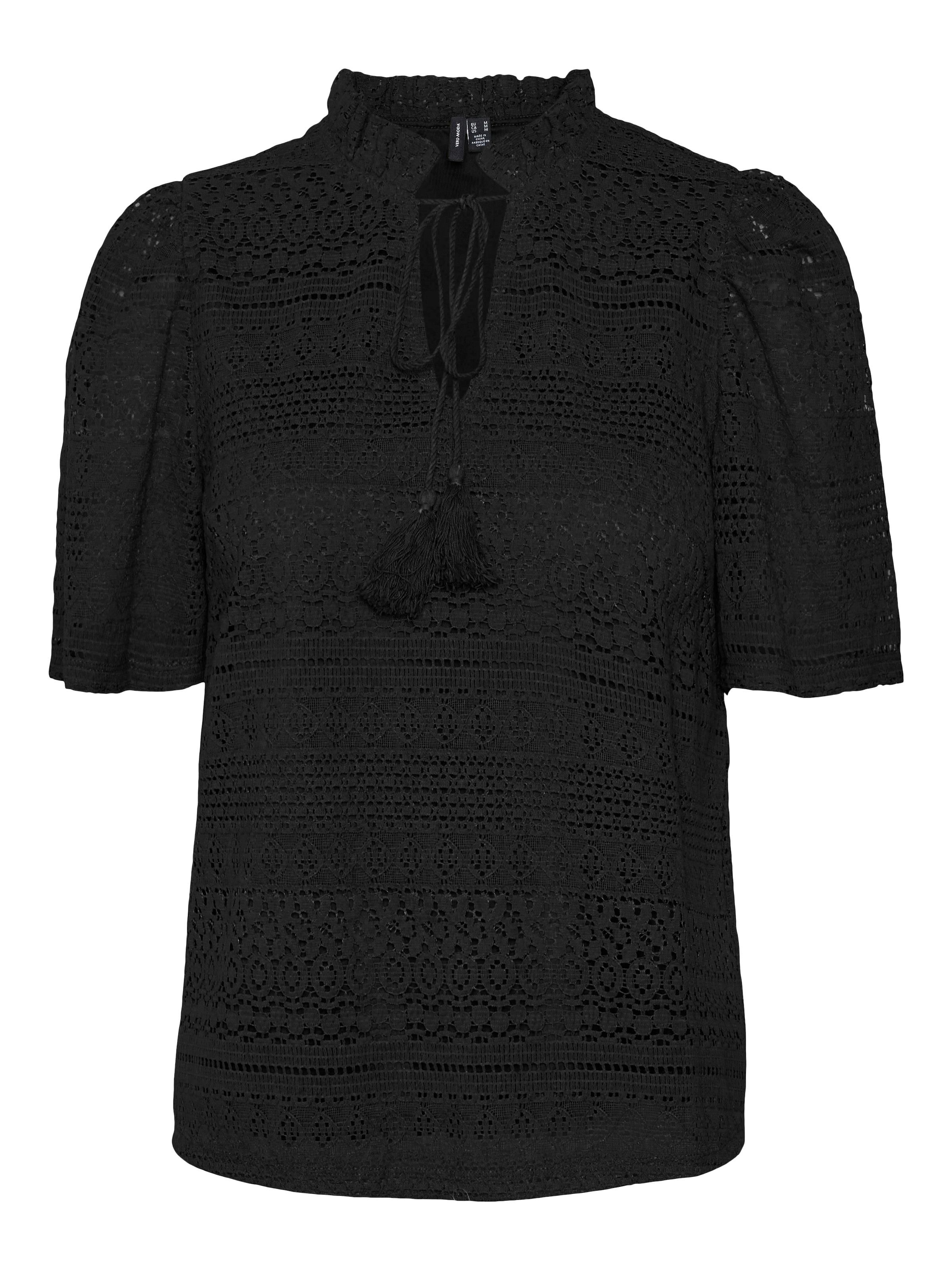 Vero Moda Spitzenshirt »VMHONEY LACE S/S TASSEL TOP WVN GA«