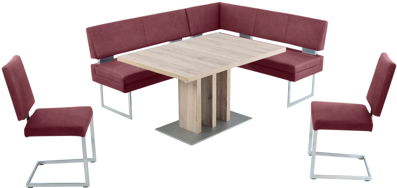 K+W Komfort & Wohnen Essgruppe, (4 tlg.), langer Schenkel links oder rechts, 2 Freischwinger, 1 Funktionstisch
