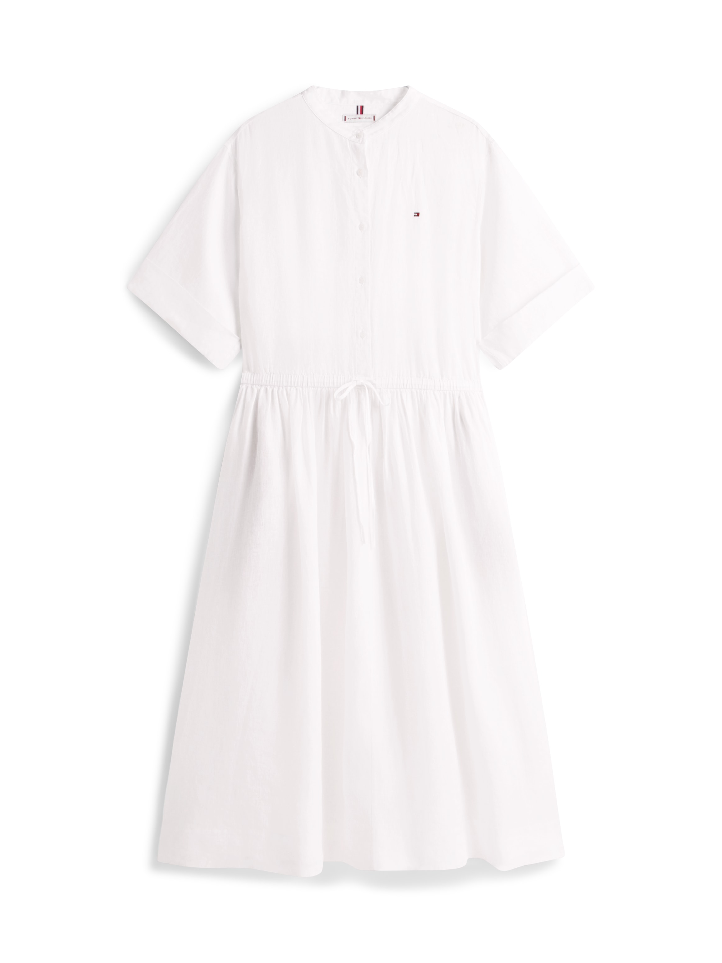 Tommy Hilfiger Curve Midikleid »CRV LINEN MIDI SHIRT DRESS SS« in großen Größen, Taille mit Bindeband
