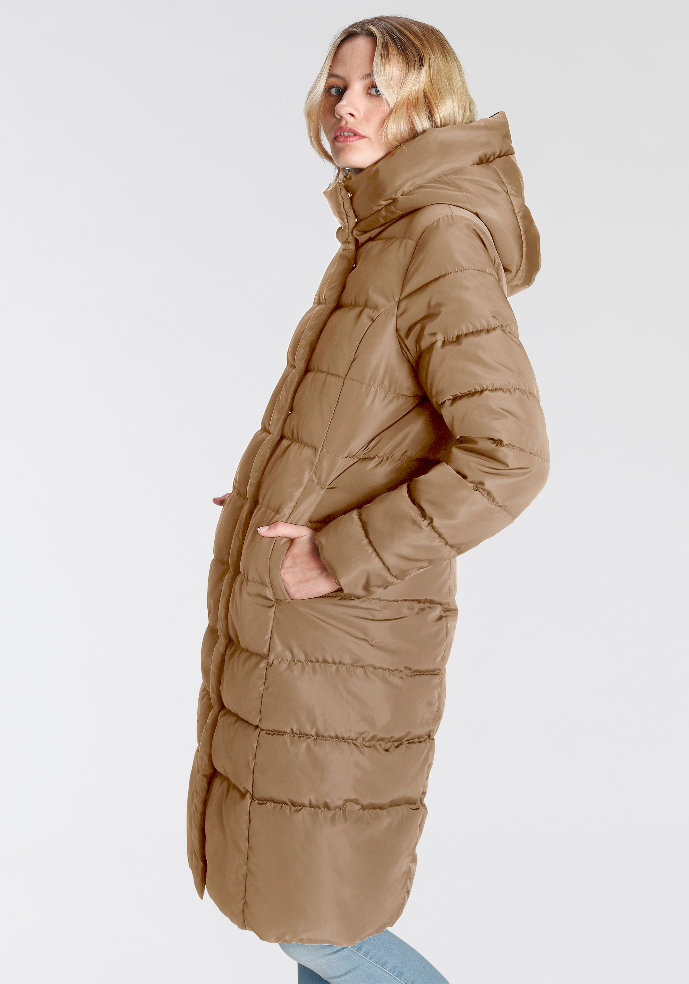 ONLY Steppmantel »ONLTINA PUFFER X LONG COAT OTW«, mit Kapuze