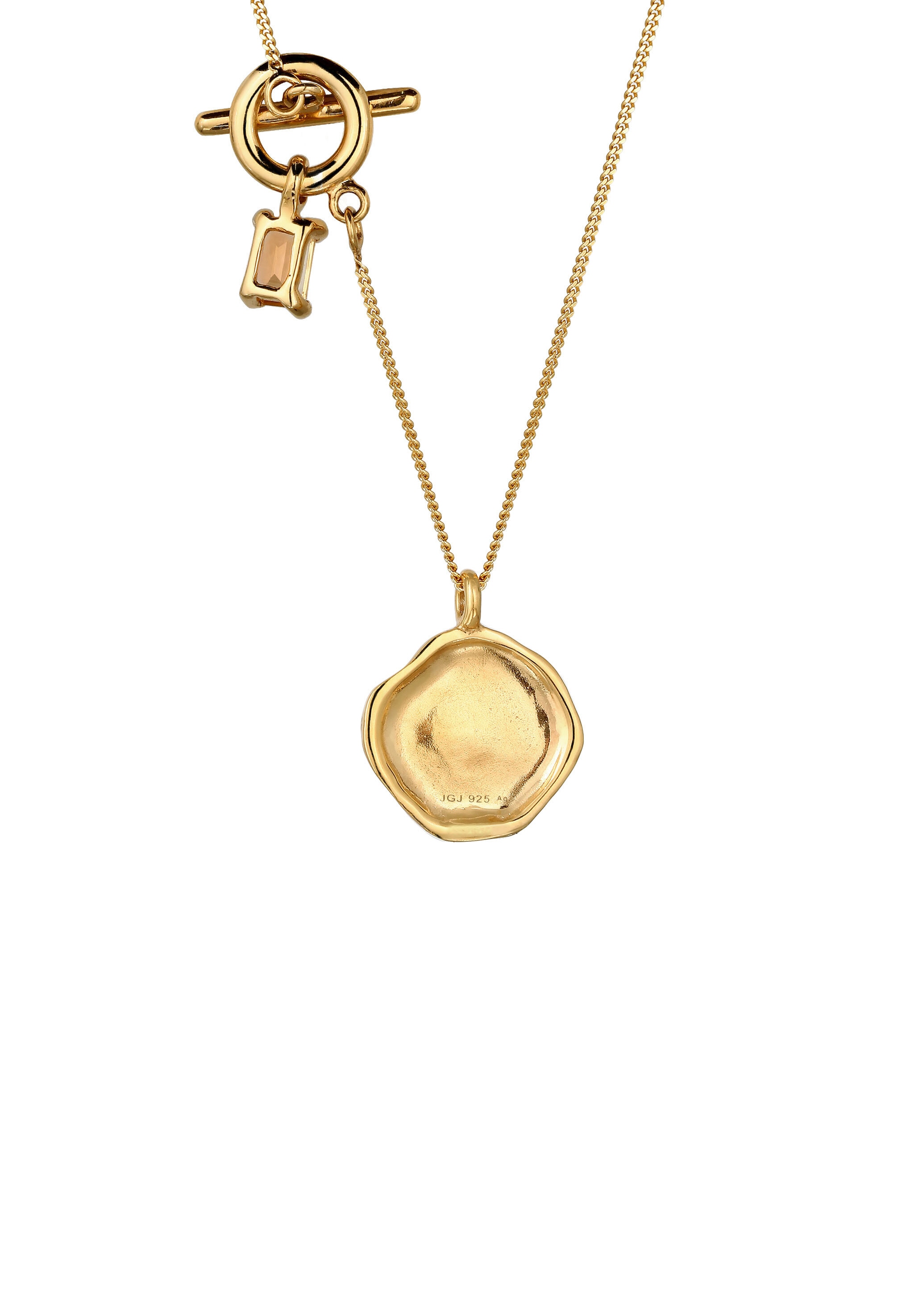 Elli Kette mit Anhänger »Halskette Citrin Gelb T-Bar Plättchen 925 Sterling Silber vergoldet«