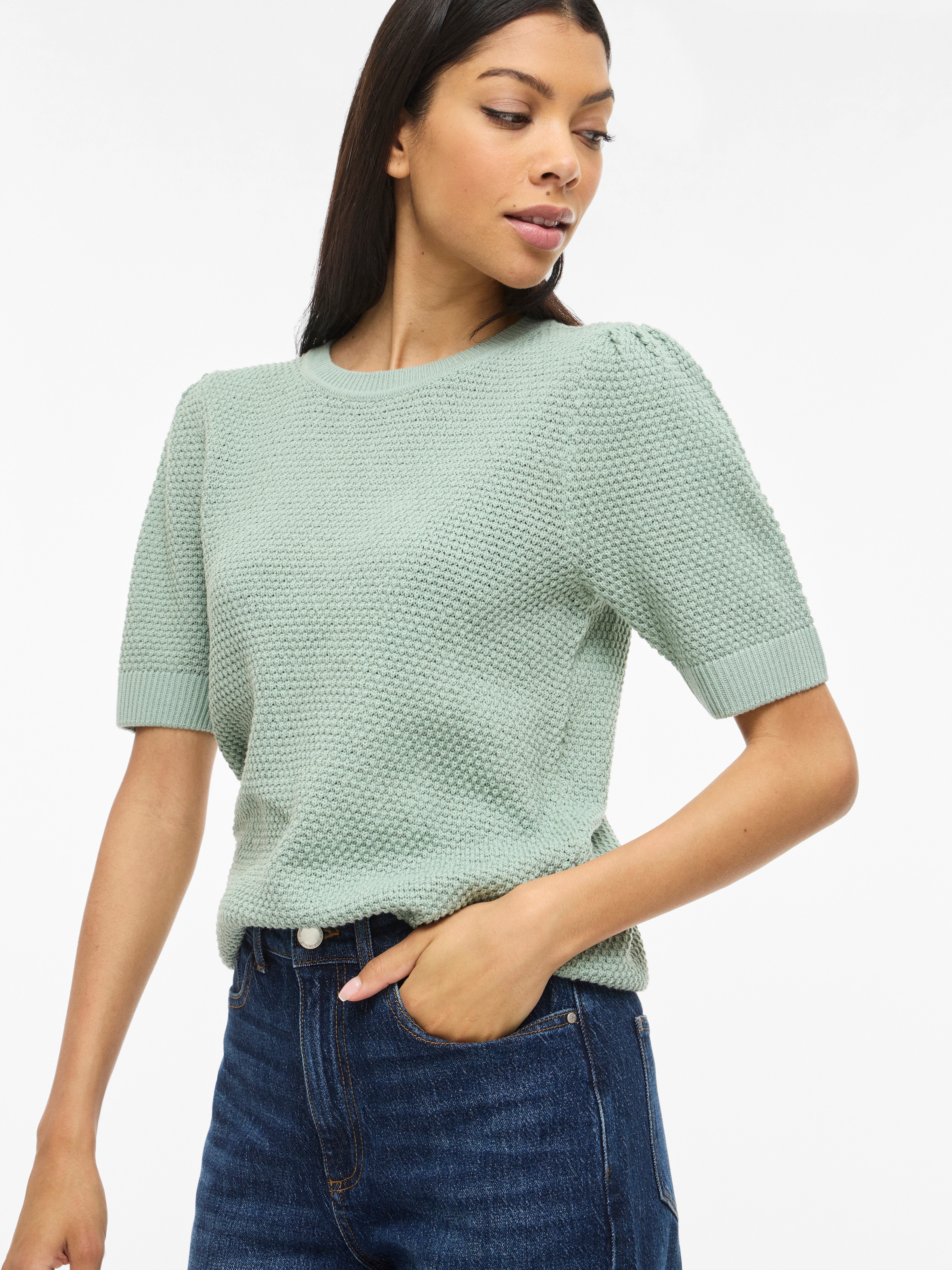 Vila Kurzarmpullover »VIDALO O-NECK S/S KNIT TOP - NOOS«