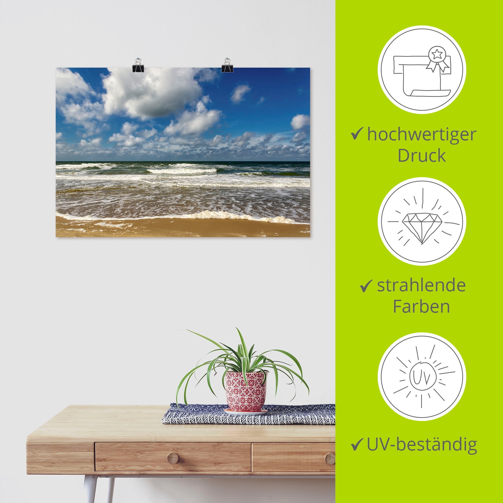Artland Wandbild »Meeresblick Strand Paal«, Strandbilder, (1 St.), als Alubild, Outdoorbild, Poster, Wandaufkleber in verschied. Größen