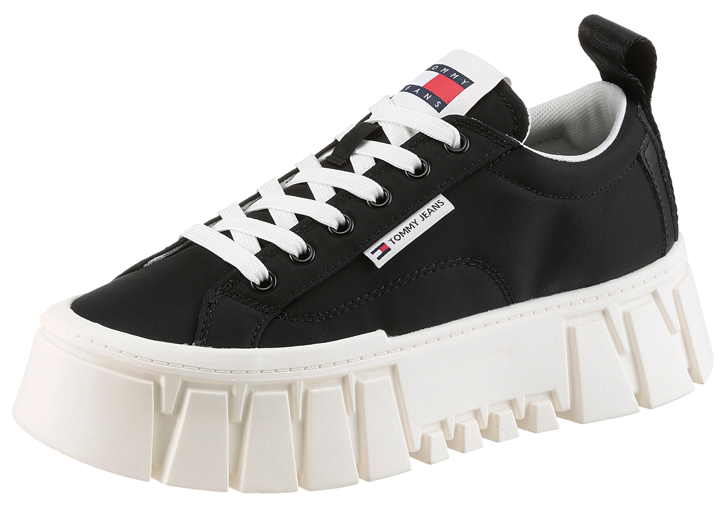 TOMMY JEANS Plateausneaker »TJW FLATFORM SNEAKER NYLON«, Freizeitschuh, Halbschuh, Schnürschuh mit...