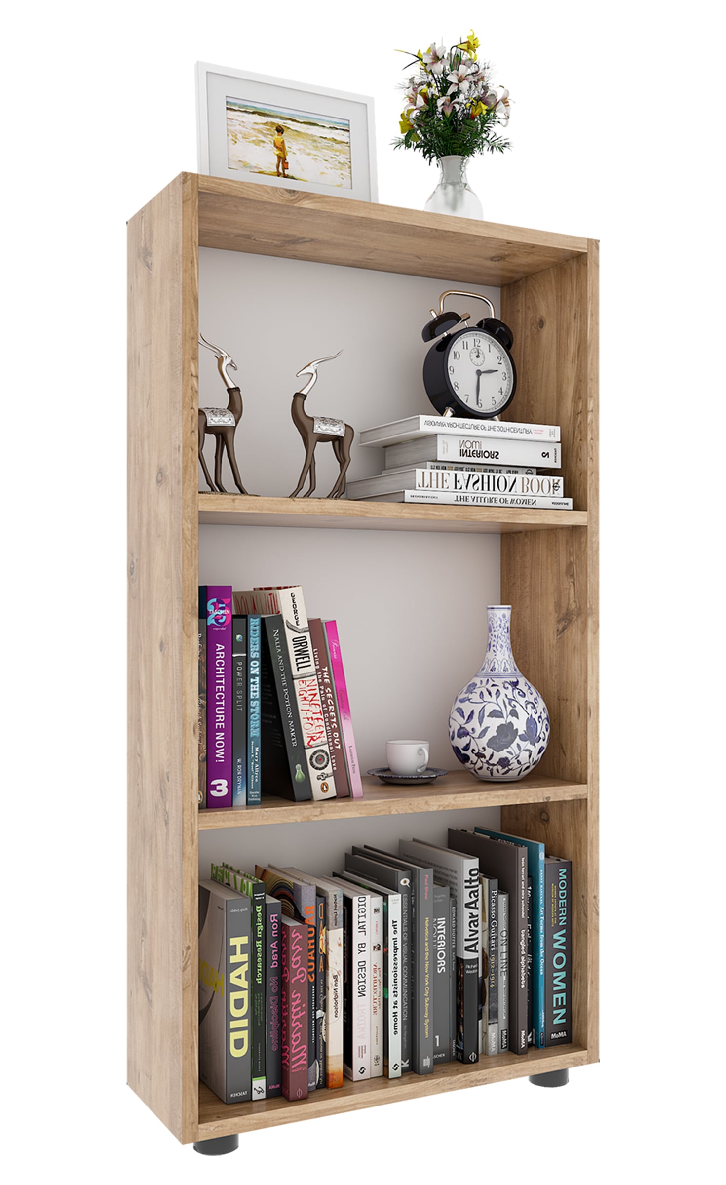 VCM Standregal »VCM Holz Aufbewahrung Stand Regal Bücherregal Deko Bücher Standregal Bulas 3 Fächer«