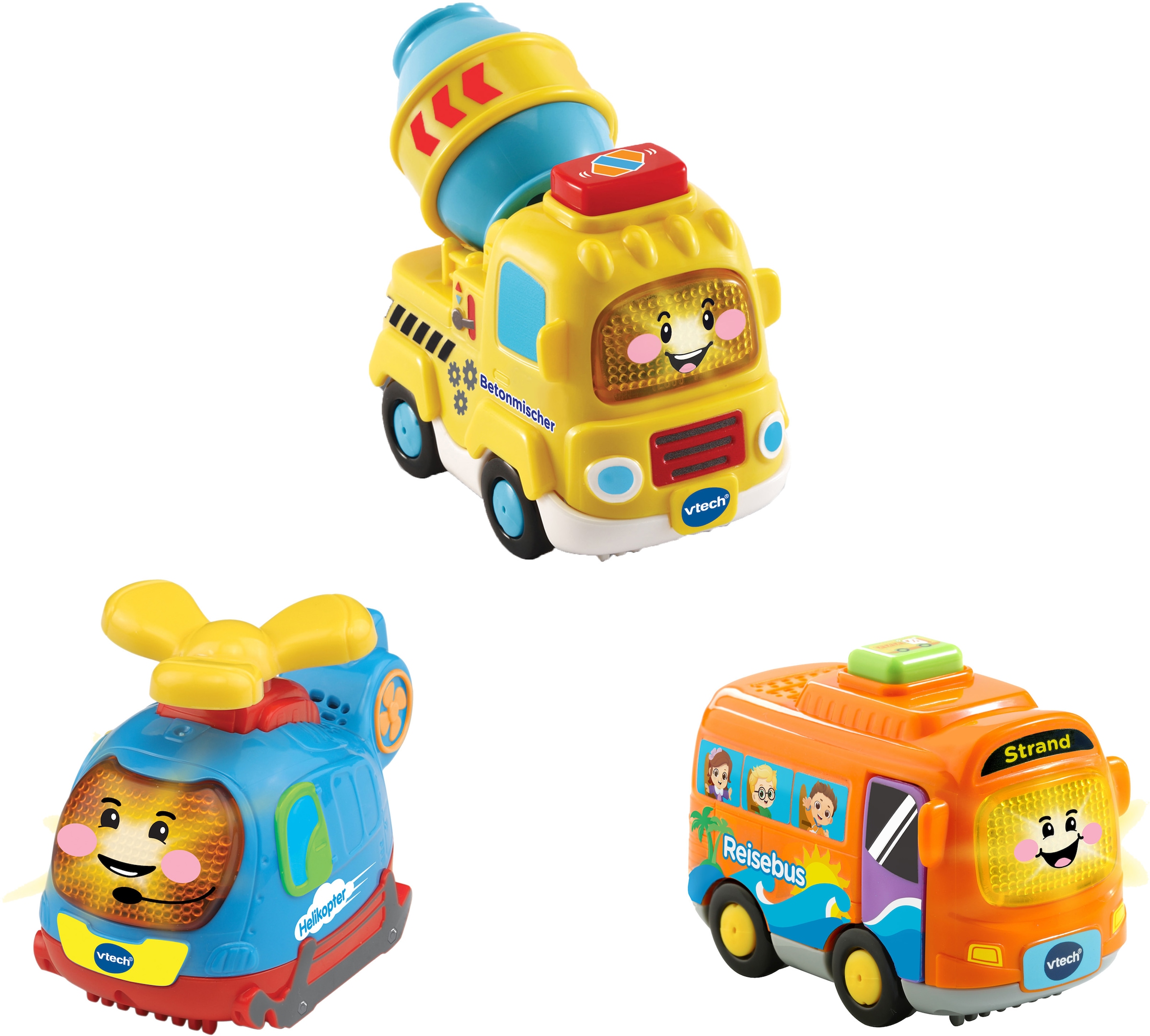 Spielzeug-Auto »Tut Tut Baby Flitzer, 3er-Set Reisebus, Helikopter, Betonmischer«