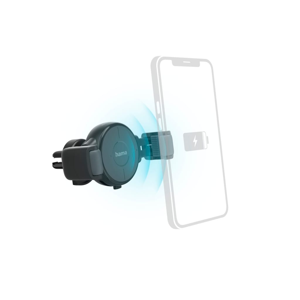 Hama Wireless Charger »Kfz Handy Ladegerät Set mit Halterung, KFZ Adapter und Ladekabel, Grau«