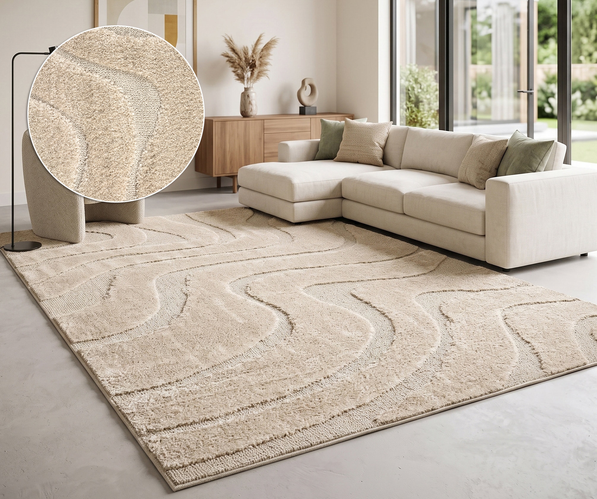 OTTO home Teppich »Flowa, Wellenmuster, Hoch-Tief« rechteckig 20 mm Höhe Modernes Design, 3D Optik, Designteppich, Wohnzimmer