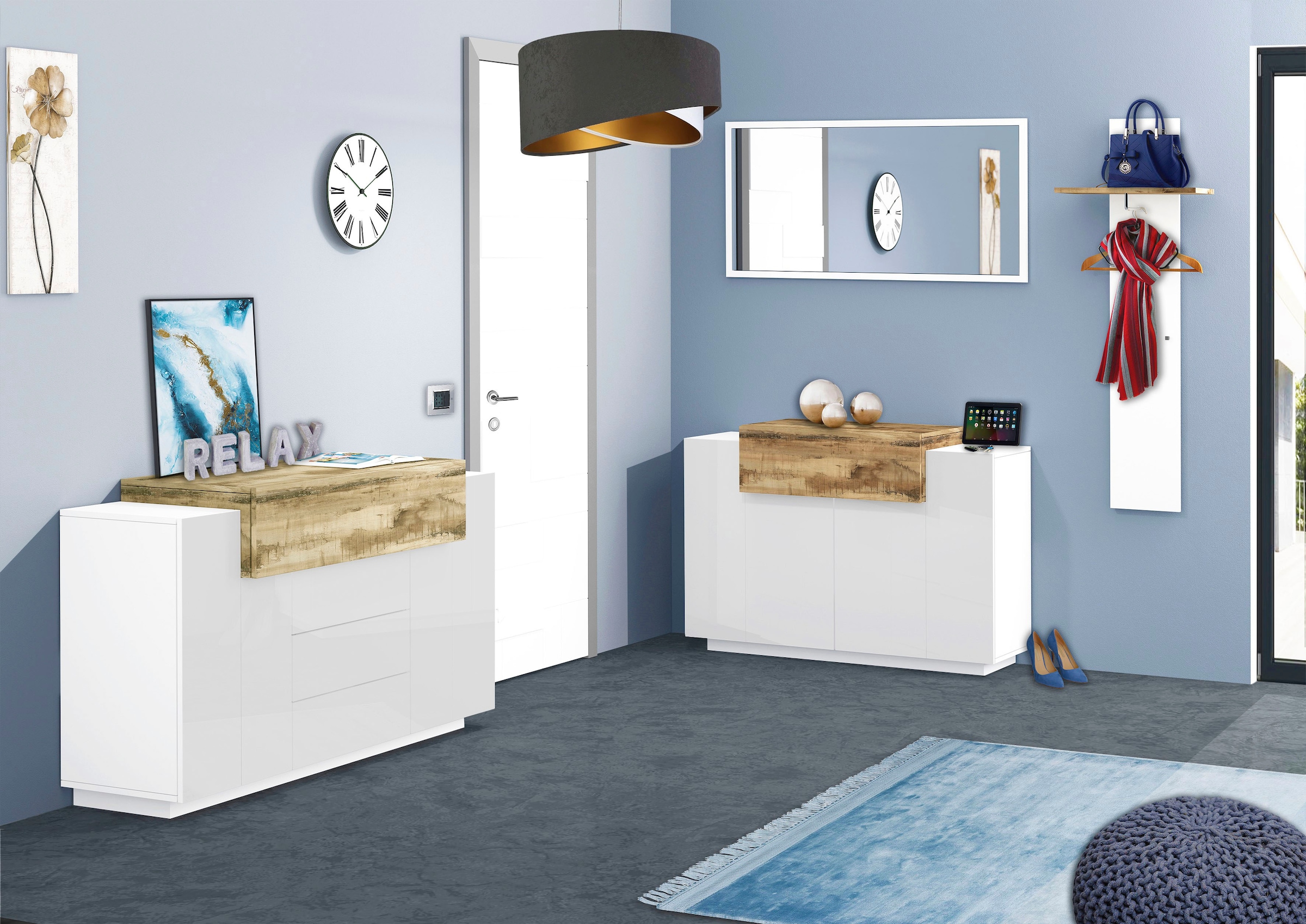INOSIGN Kommode »Coro, Kommode, Schrank, Kredenz, grifflos«, 1 Klappe,2 Türen,3 Schubkästen Doppeltiefe Hochglanz Front Breite 160