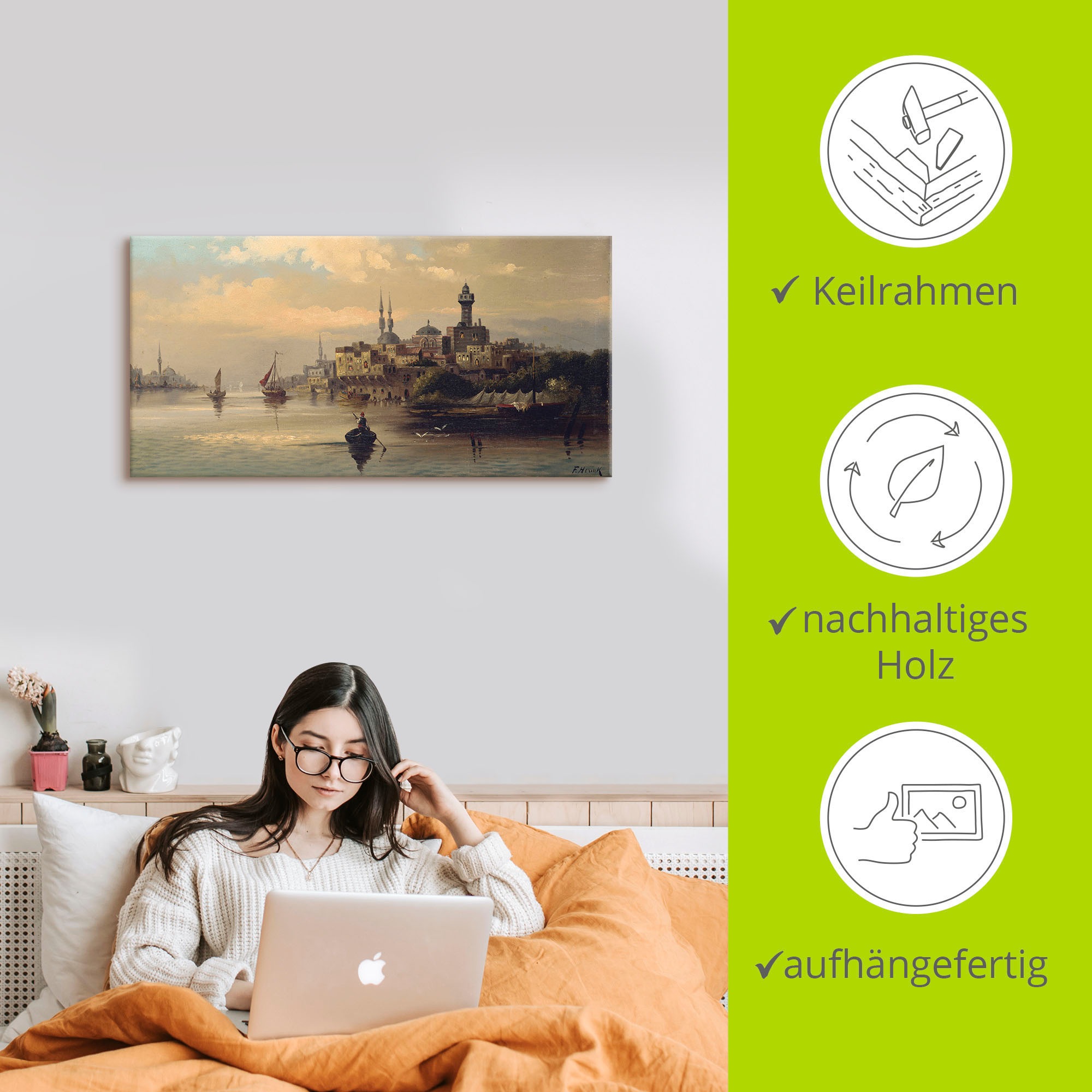 Artland Wandbild »Kauffahrtsschiffe auf Bosporus, Istanbul«, Gewässer, (1 St.), als Leinwandbild, Poster, Wandaufkleber in verschied. Größen