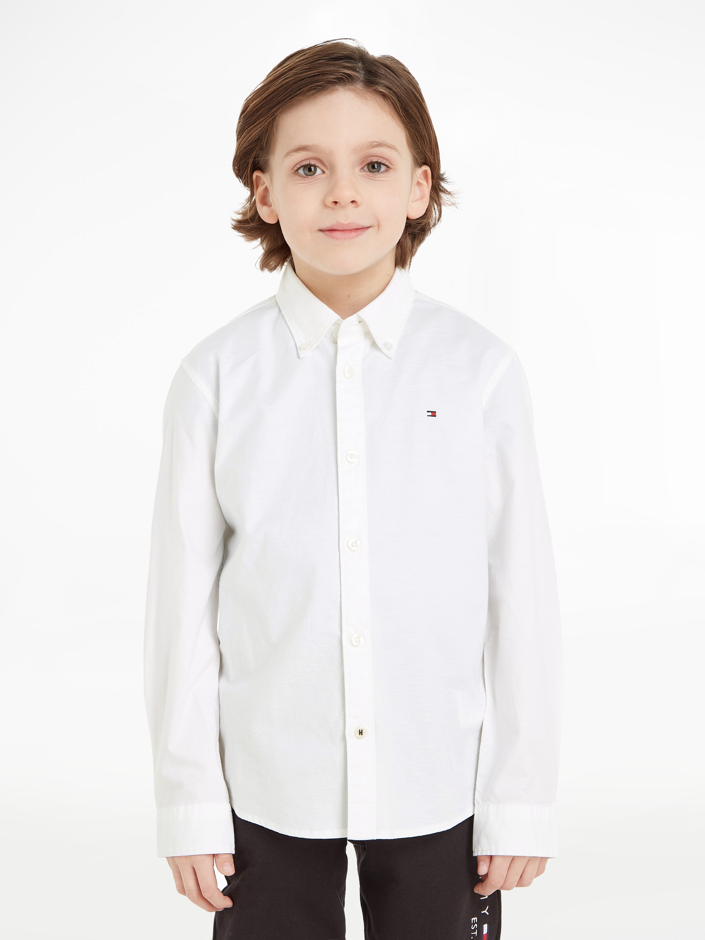 Tommy Hilfiger Langarmhemd »BOYS STRETCH OXFORD SHIRT L/S« Kinder bis 16 Jahre, Button-down-Kragen, Langarm, Logo-Flag