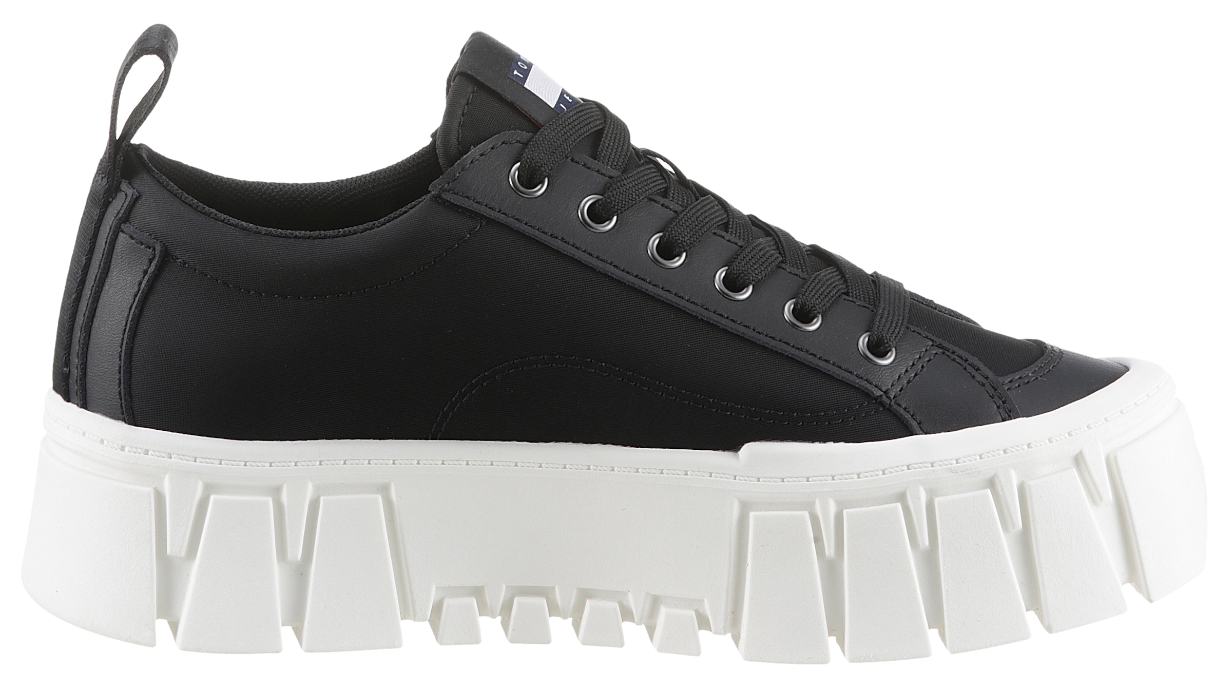 Tommy Jeans Plateausneaker »TJW VULC FLATFORM LC MIX MEDIA«, Freizeitschuh, Halbschuh, Schnürschuh mit derber Sohle