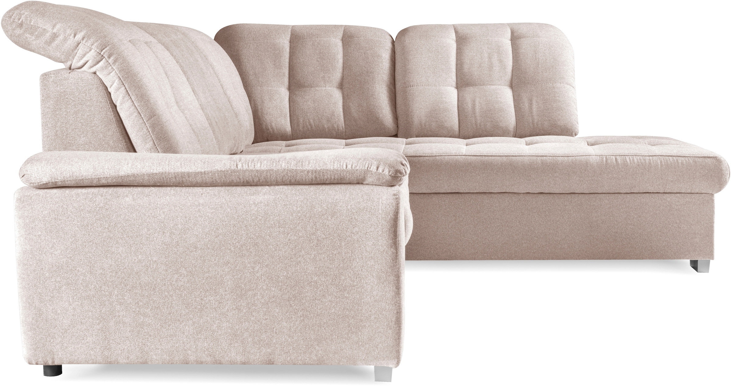 WERK2 Ecksofa »Brindisi, Multifunktion, bequem & komfortabel, Breite 263cm, L-Form« mit verstellbaren Kopfteilen, Bettfunktion & Bettkasten