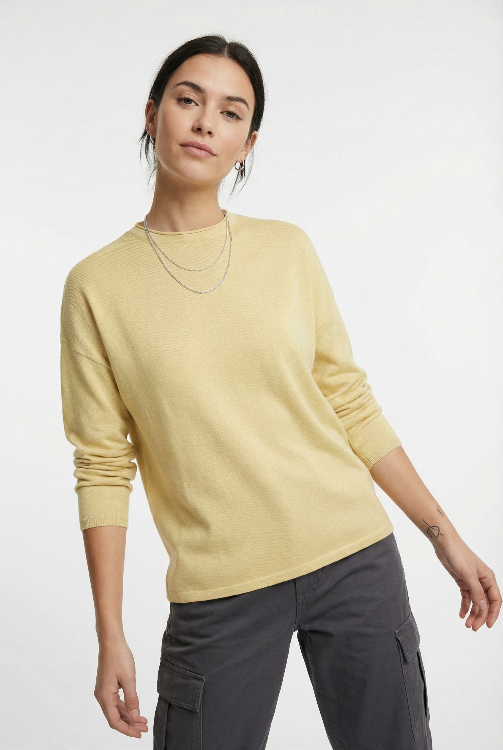 ONLY Strickpullover »ONLLOYAL AMALIO LIFE  LS O-NECK KNT NOOS« Materialmix