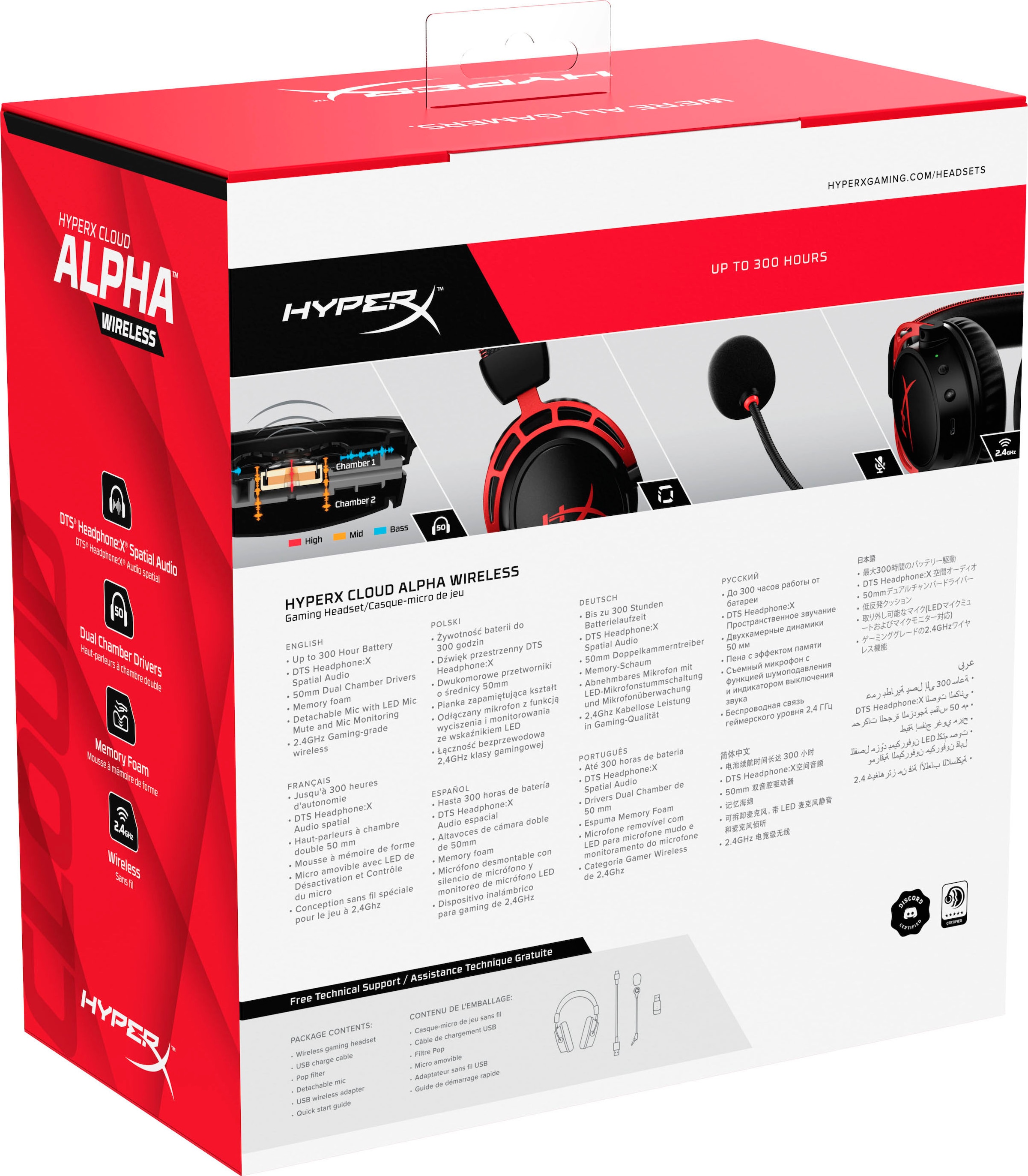 abnehmbar bei Rauschunterdrückung-Mikrofon kaufen jetzt »Cloud HyperX Gaming-Headset LED Alpha OTTO Ladestandsanzeige- Wireless«,