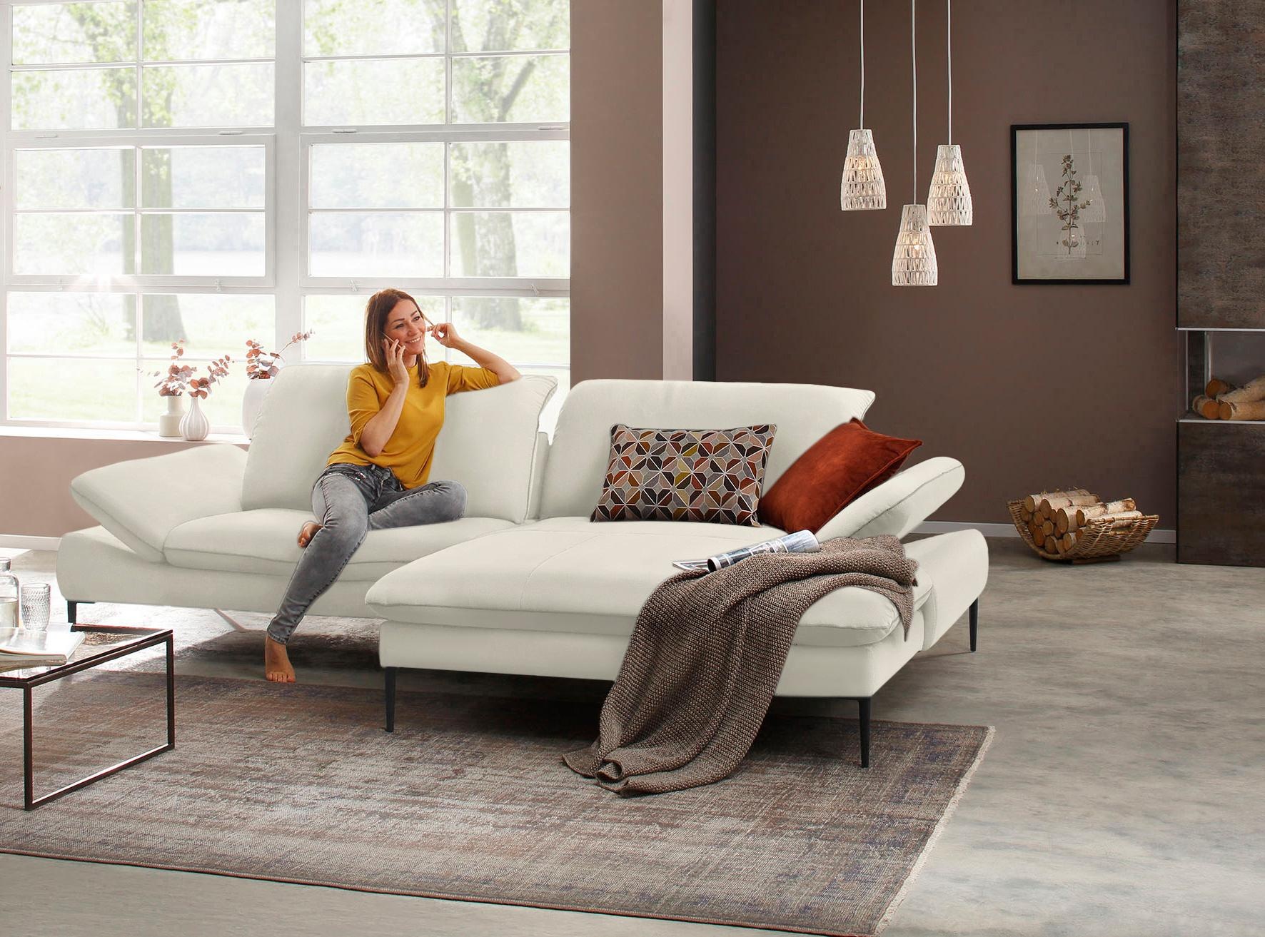 W.SCHILLIG Ecksofa »enjoy&MORE, Designsofa, elegant und bequem, L-Form«, Sitztiefenverstellung, Füße schwarz pulverbeschichtet, Breite 294 cm